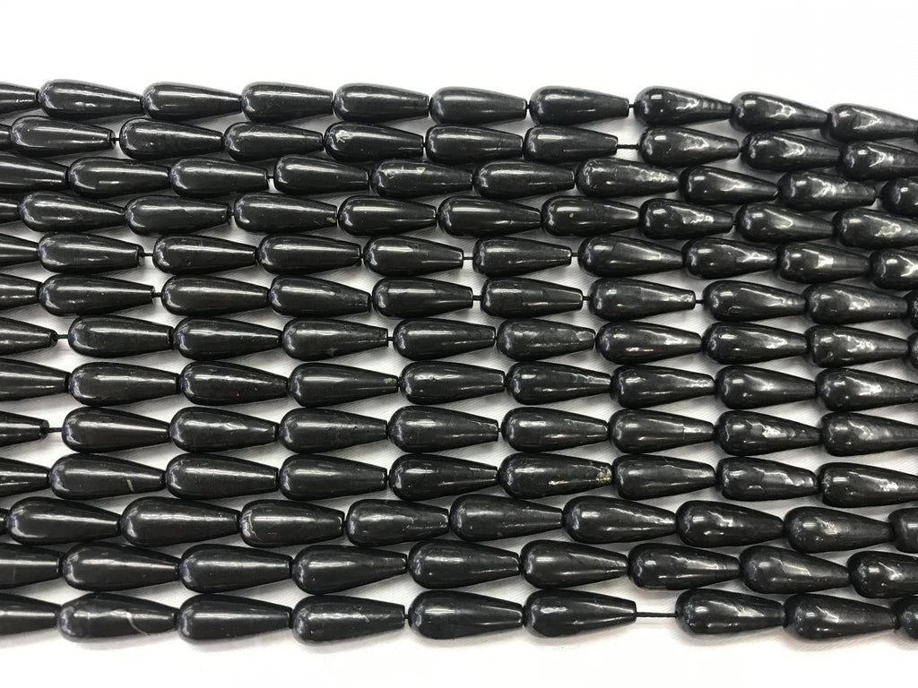 Black Shungite Teardrop Gemstone Loose Beads 15 inch Strand Materials for Jewelry Bracelet Necklace Handmaking Wholesale
