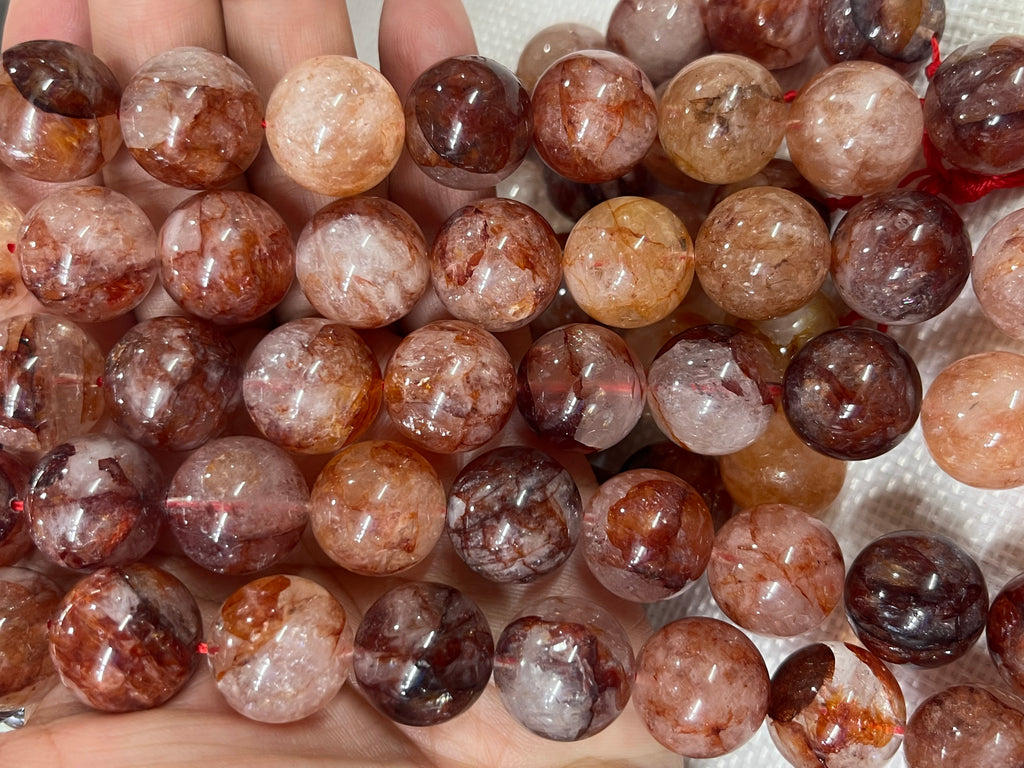 Red Hematoid Quartz  16-17mm Round Gemstone Loose Beads 15 Inch Strand for Jewelry Making — DIY Bracelet Necklace Supplies for Beaders, Crafters  & Wholesale Buyers