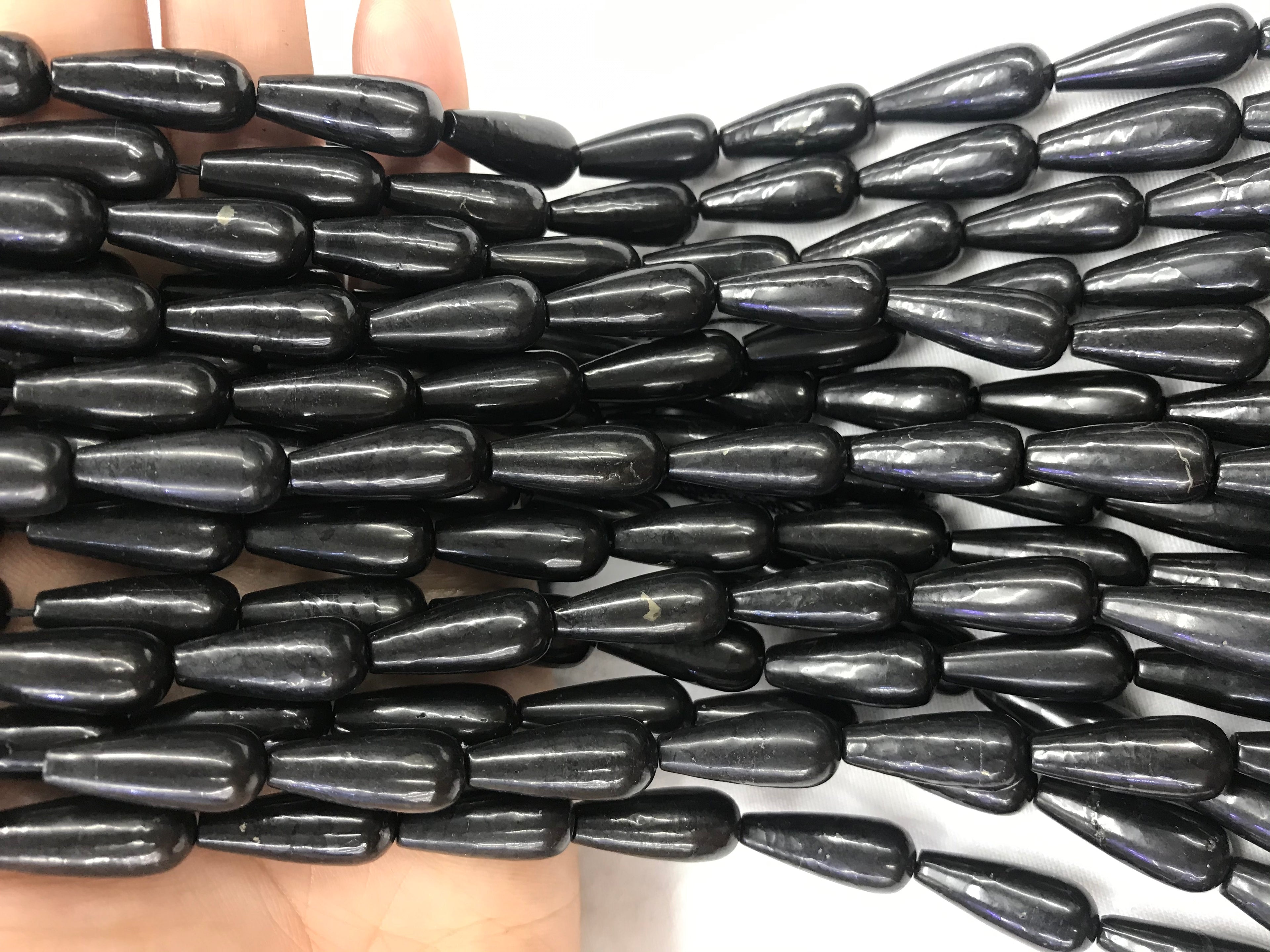 Black Shungite Teardrop Gemstone Loose Beads 15 inch Strand Materials for Jewelry Bracelet Necklace Handmaking Wholesale