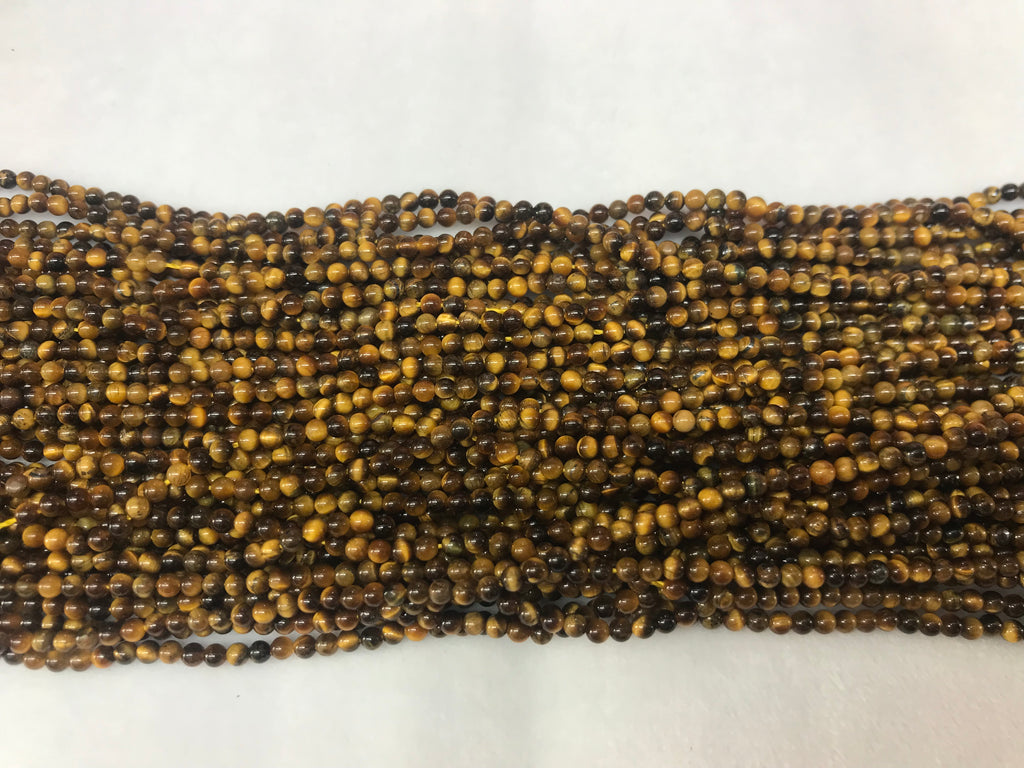 Brown Tiger Eyes 2-3mm Round Gemstone Loose Beads 15 Inch Strand for Jewelry Making — DIY Bracelet Necklace Supplies for Beaders, Crafters  & Wholesale Buyers