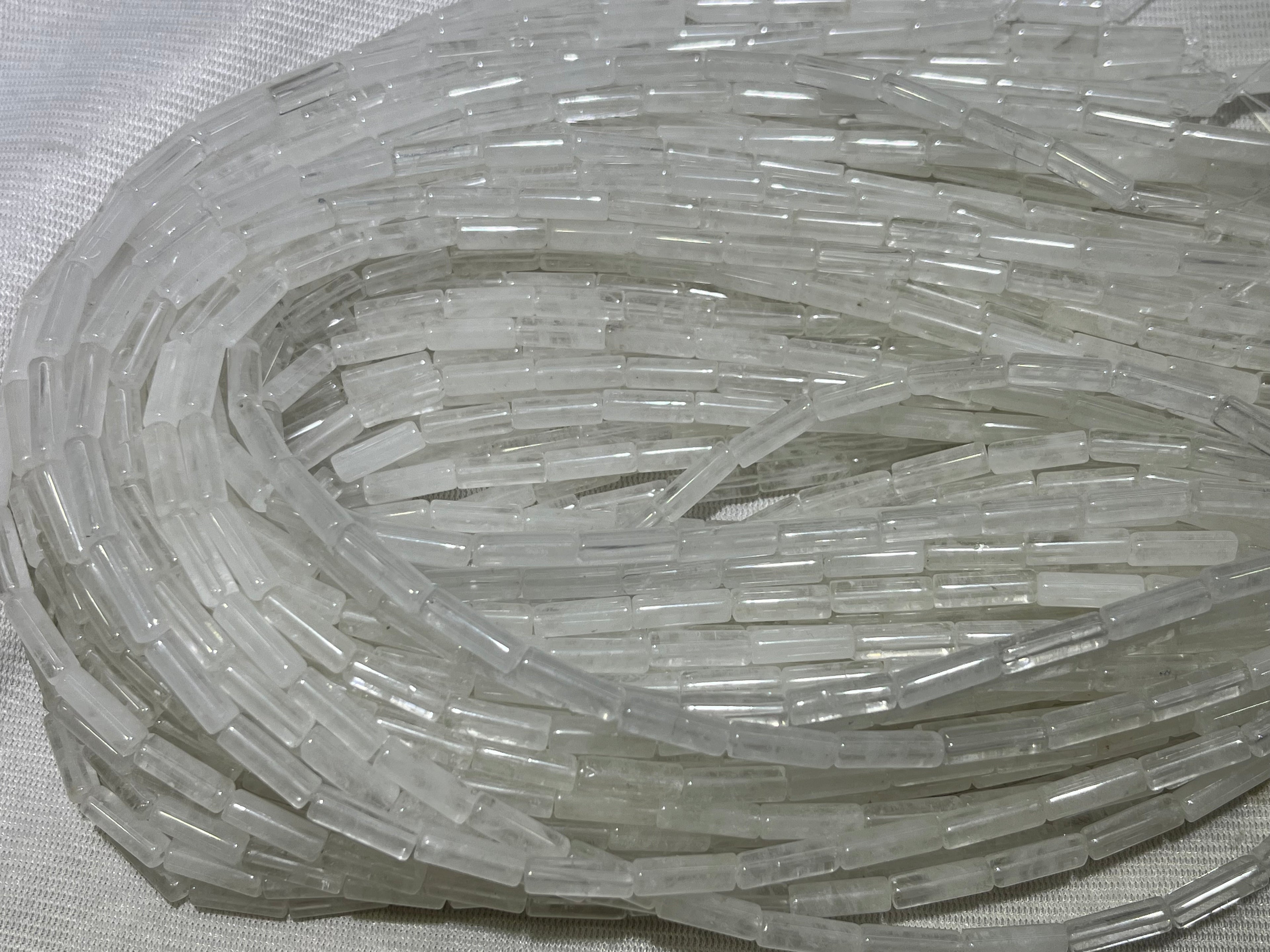 Clear Crystal 4x13mm Column Gemstone Loose Tube Beads 15 inches