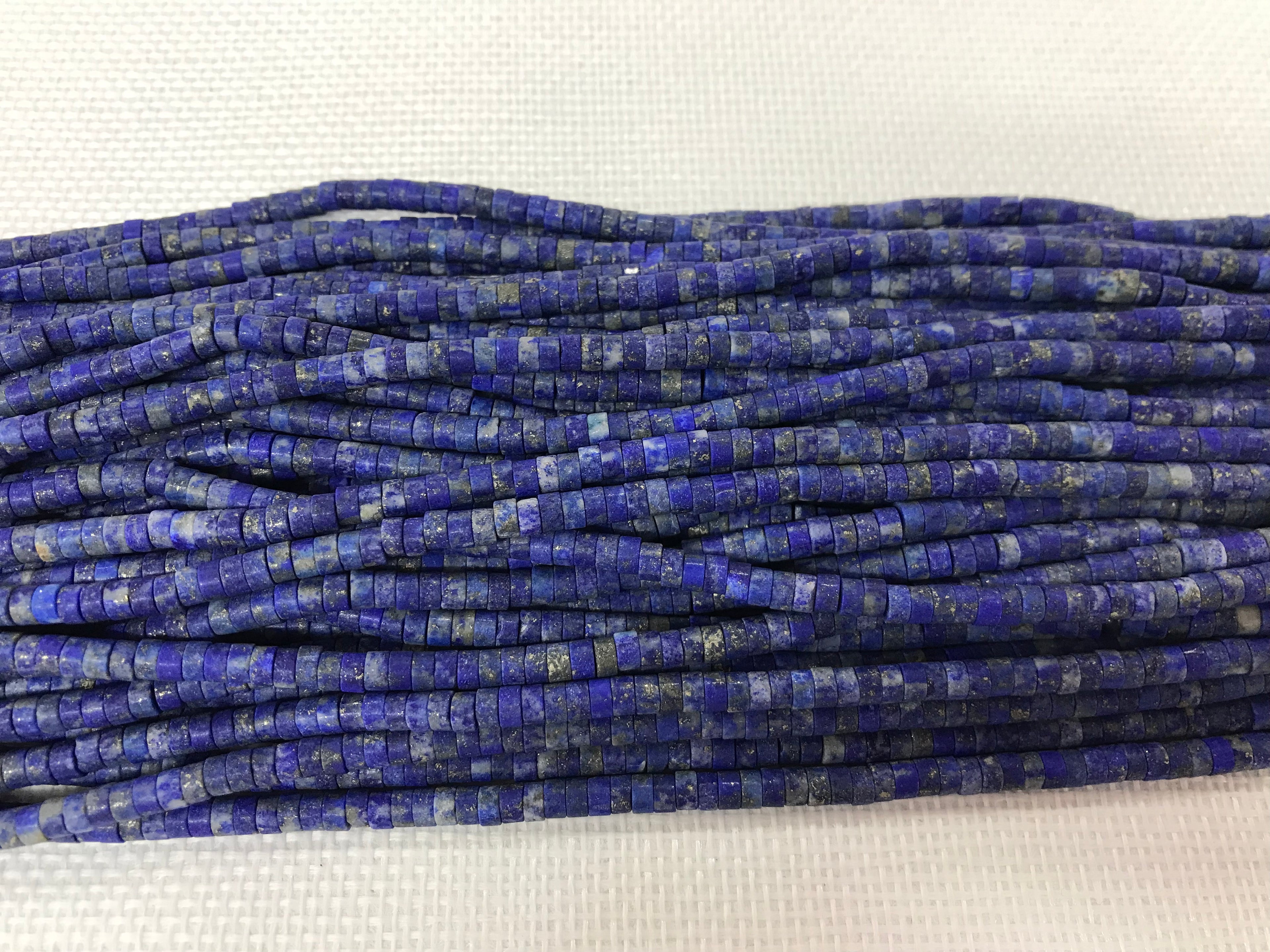 Matte Lapis Lazuli 4mm Heishi Gemstone Loose Beads 15 Inch Strand for Jewelry Making — DIY Bracelet Necklace Supplies for Beaders, Crafters  & Wholesale Buyers