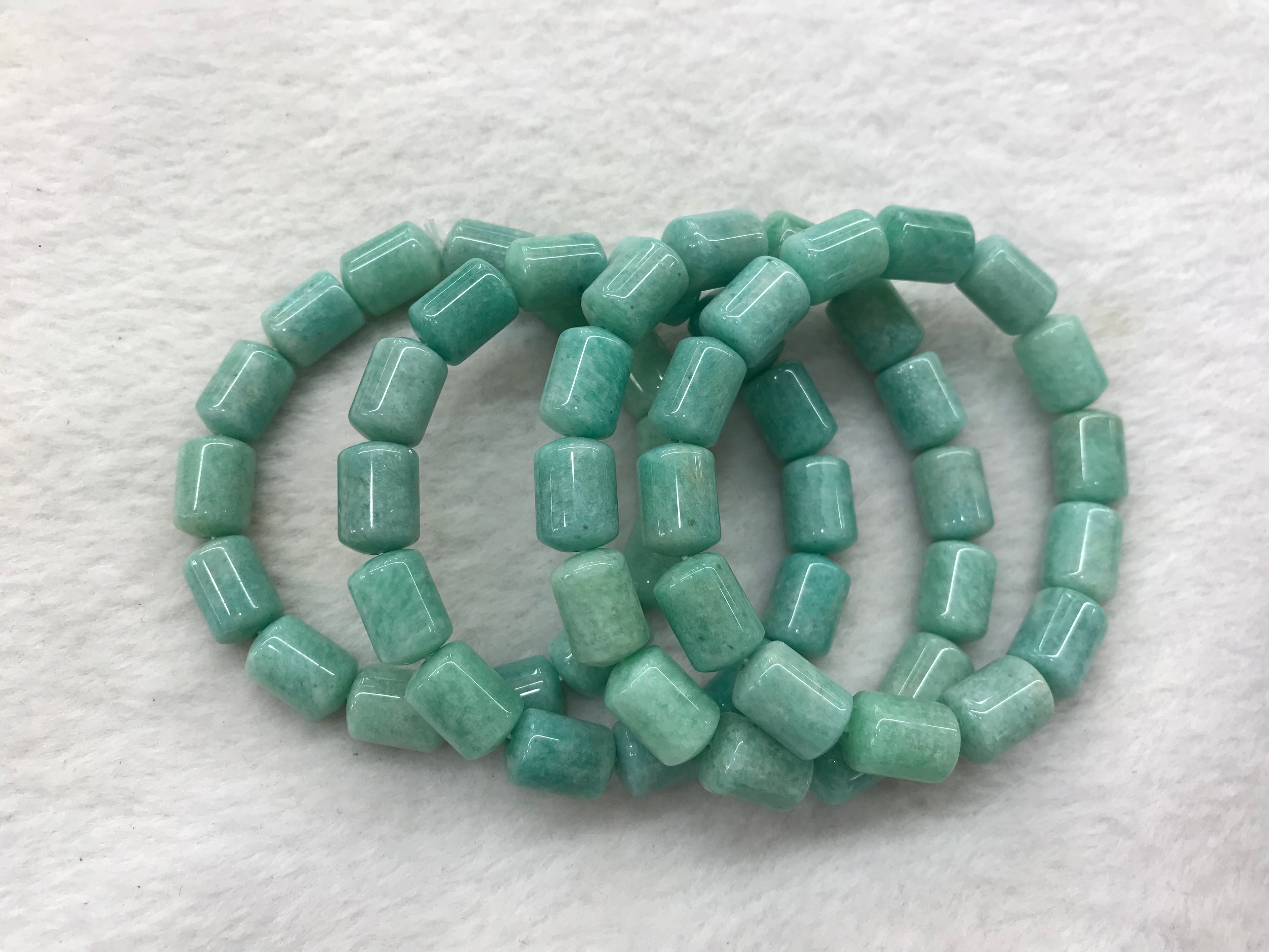 Genuine Green Amazonite 10x14mm Drum Gemstone Beads Flexible String Finished Bracelet 1 Piece for Daily Wear & Gifts Giving