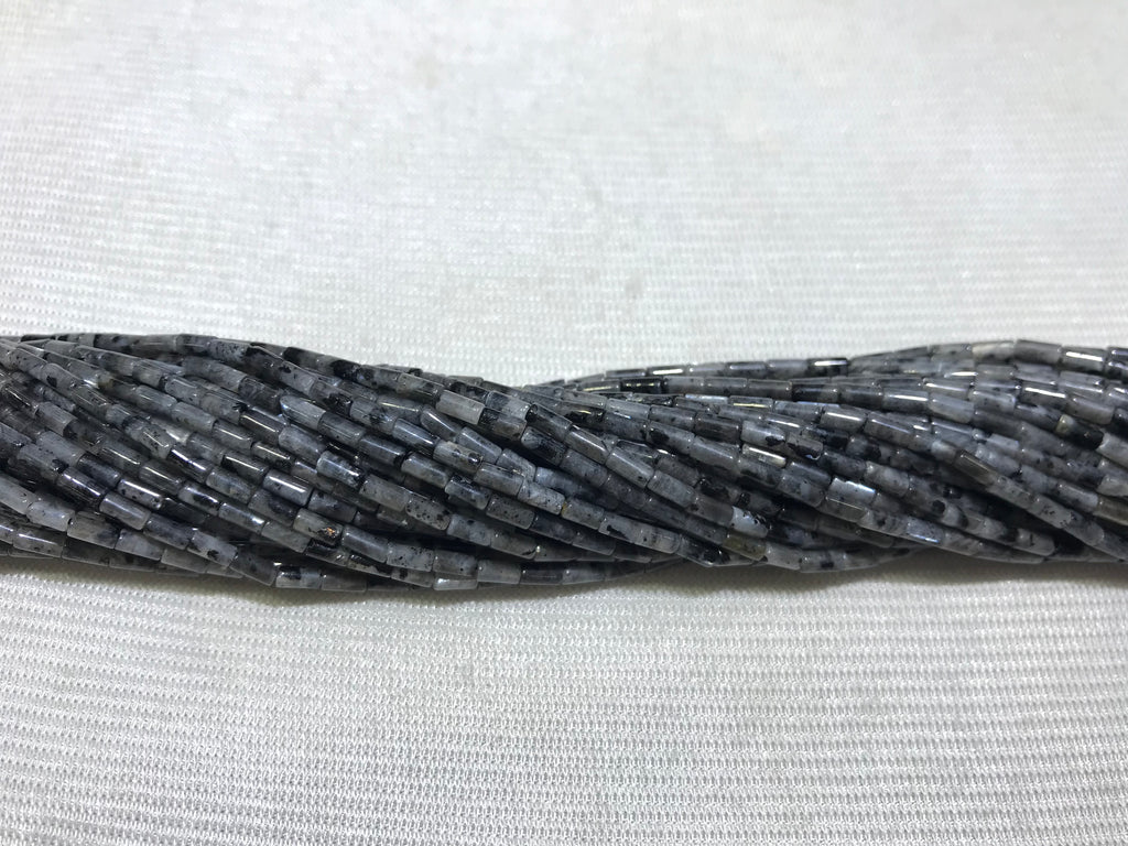 Black Labradorite 2x4mm Column Gemstone Loose Tube Beads 15 inches