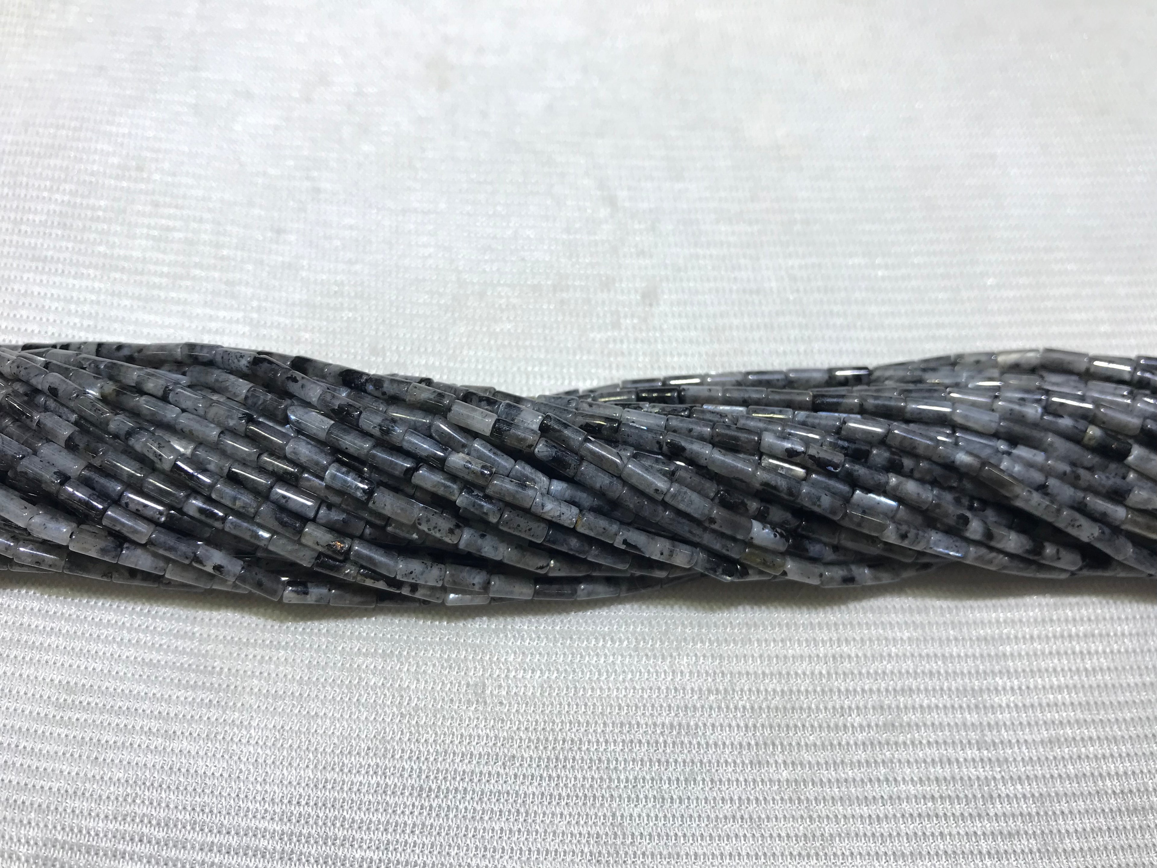 Black Labradorite 2x4mm Column Gemstone Loose Tube Beads 15 inches