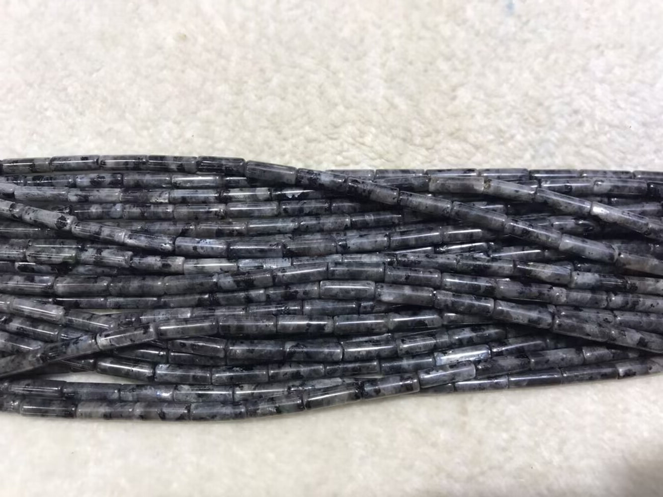 Black Labradorite 4x13mm Column Gemstone Loose Tube Beads 15 inches