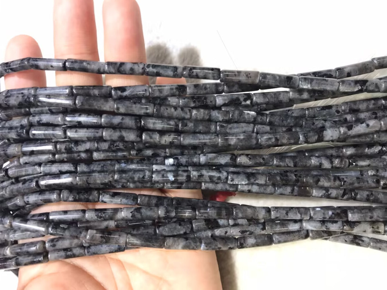 Black Labradorite 4x13mm Column Gemstone Loose Tube Beads 15 inches
