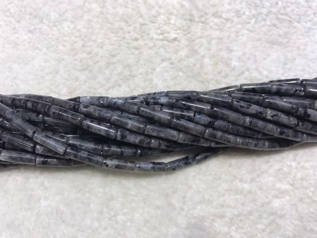 Black Labradorite 4x13mm Column Gemstone Loose Tube Beads 15 inches