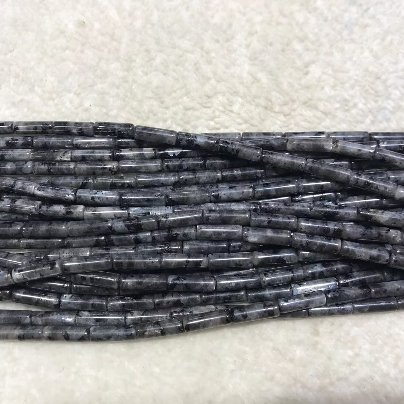 Black Labradorite 4x13mm Column Gemstone Loose Tube Beads 15 inches