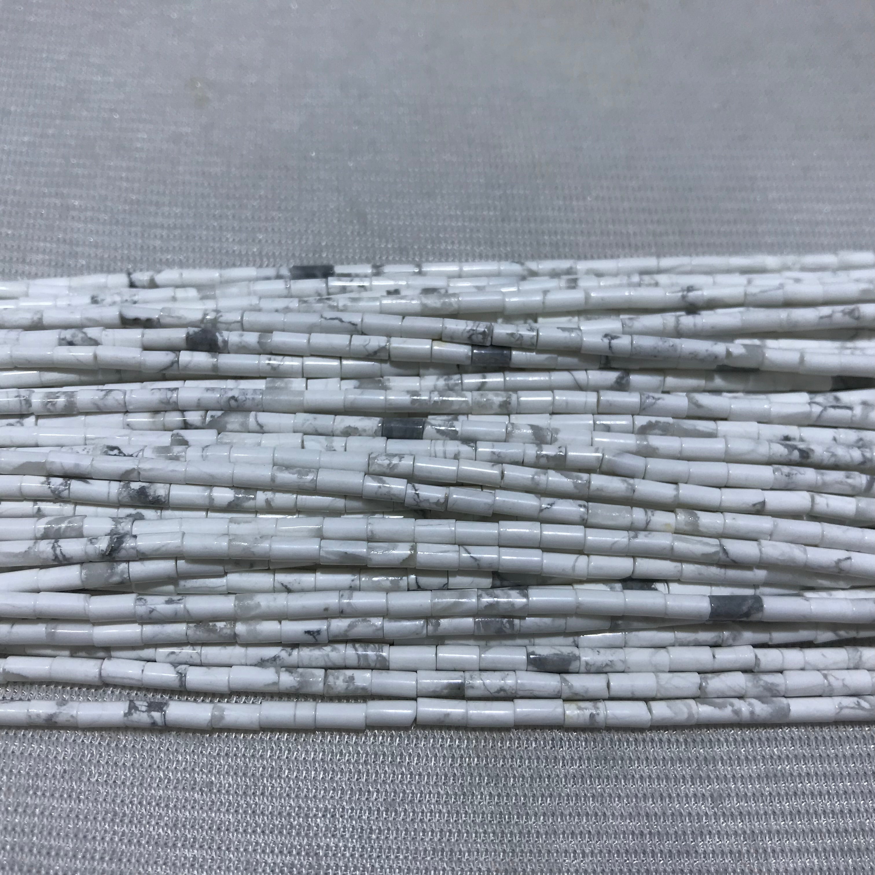 Black Line Howlite 2x4mm Column Gemstone Loose Tube Beads 15 inches