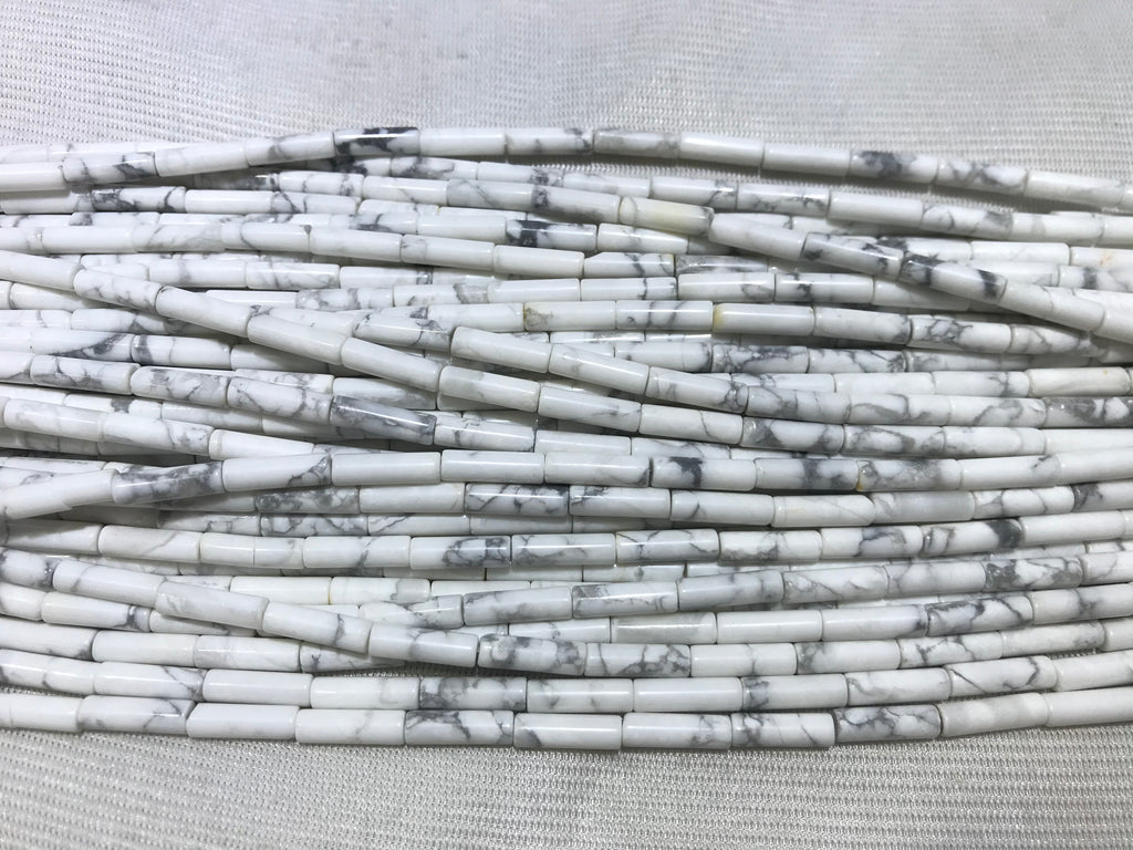 Black Line Howlite 4x13mm Column Gemstone Loose Tube Beads 15 inches