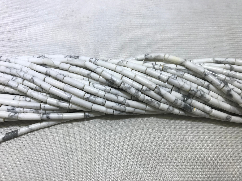 Black Line Howlite 4x13mm Column Gemstone Loose Tube Beads 15 inches