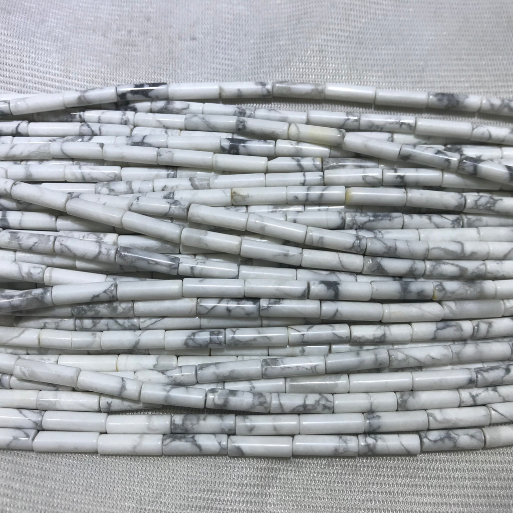 Black Line Howlite 4x13mm Column Gemstone Loose Tube Beads 15 inches