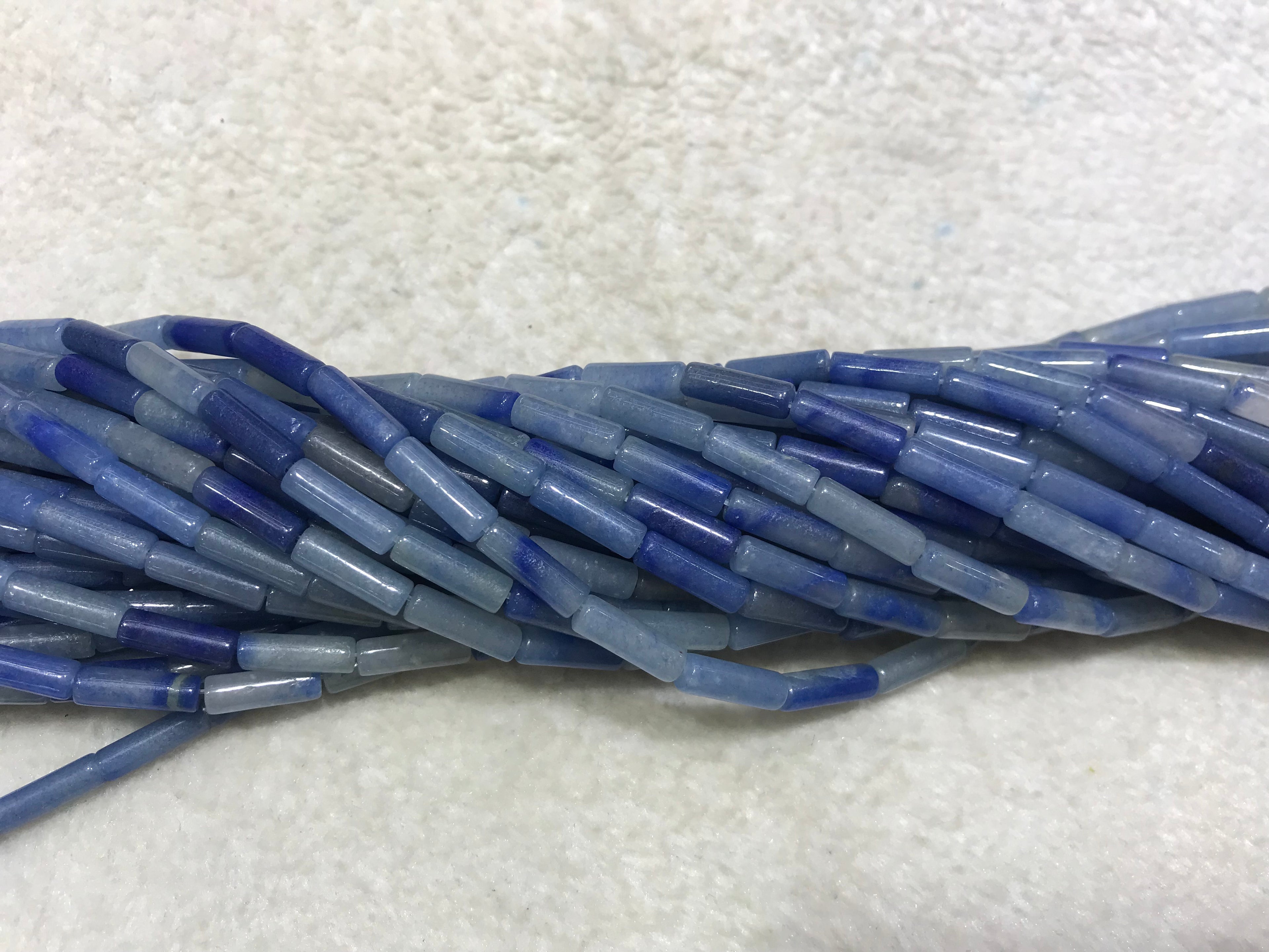 Blue Aventurine 4x13mm Column Gemstone Loose Tube Beads 15 inches