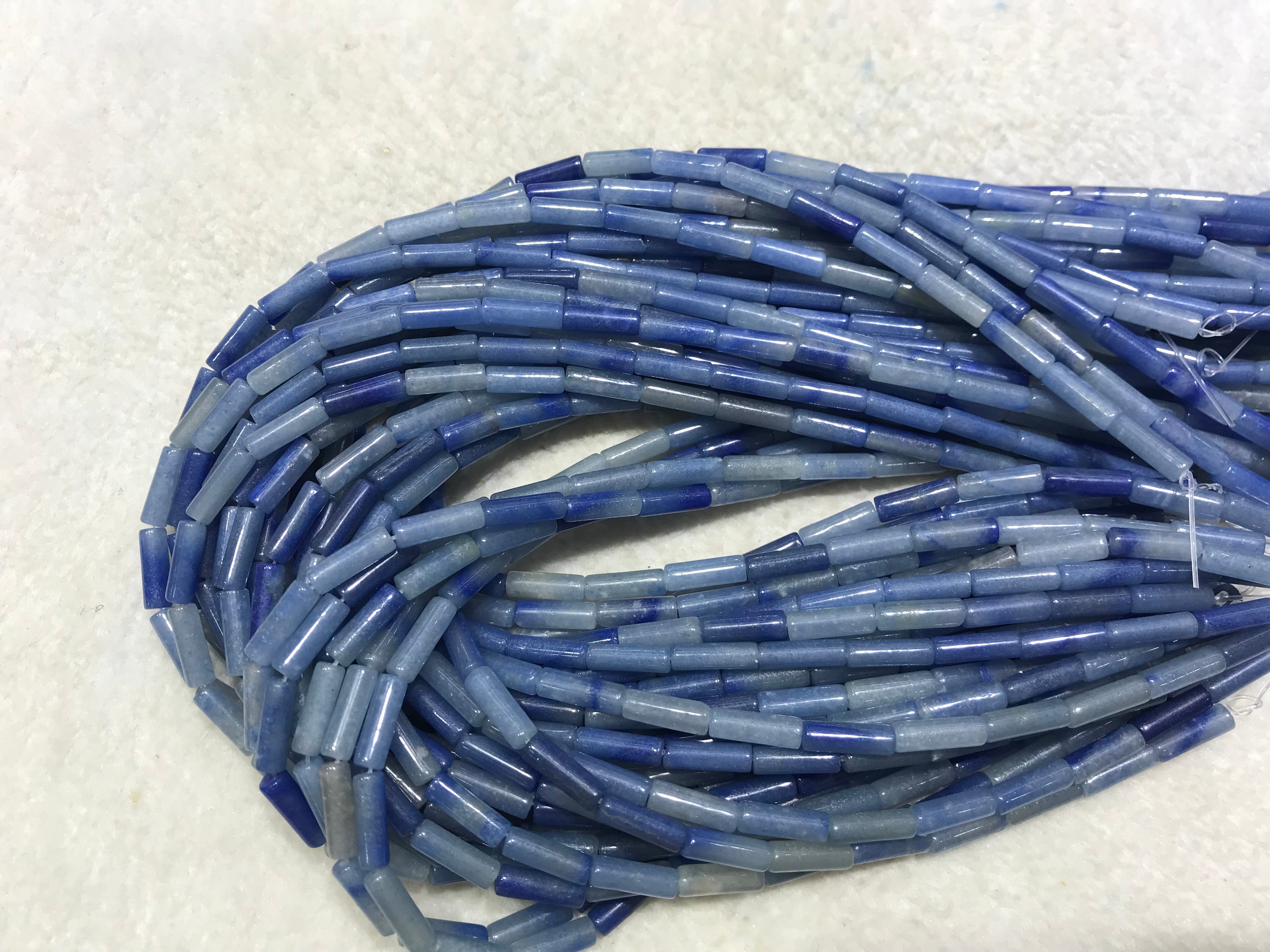 Blue Aventurine 4x13mm Column Gemstone Loose Tube Beads 15 inches