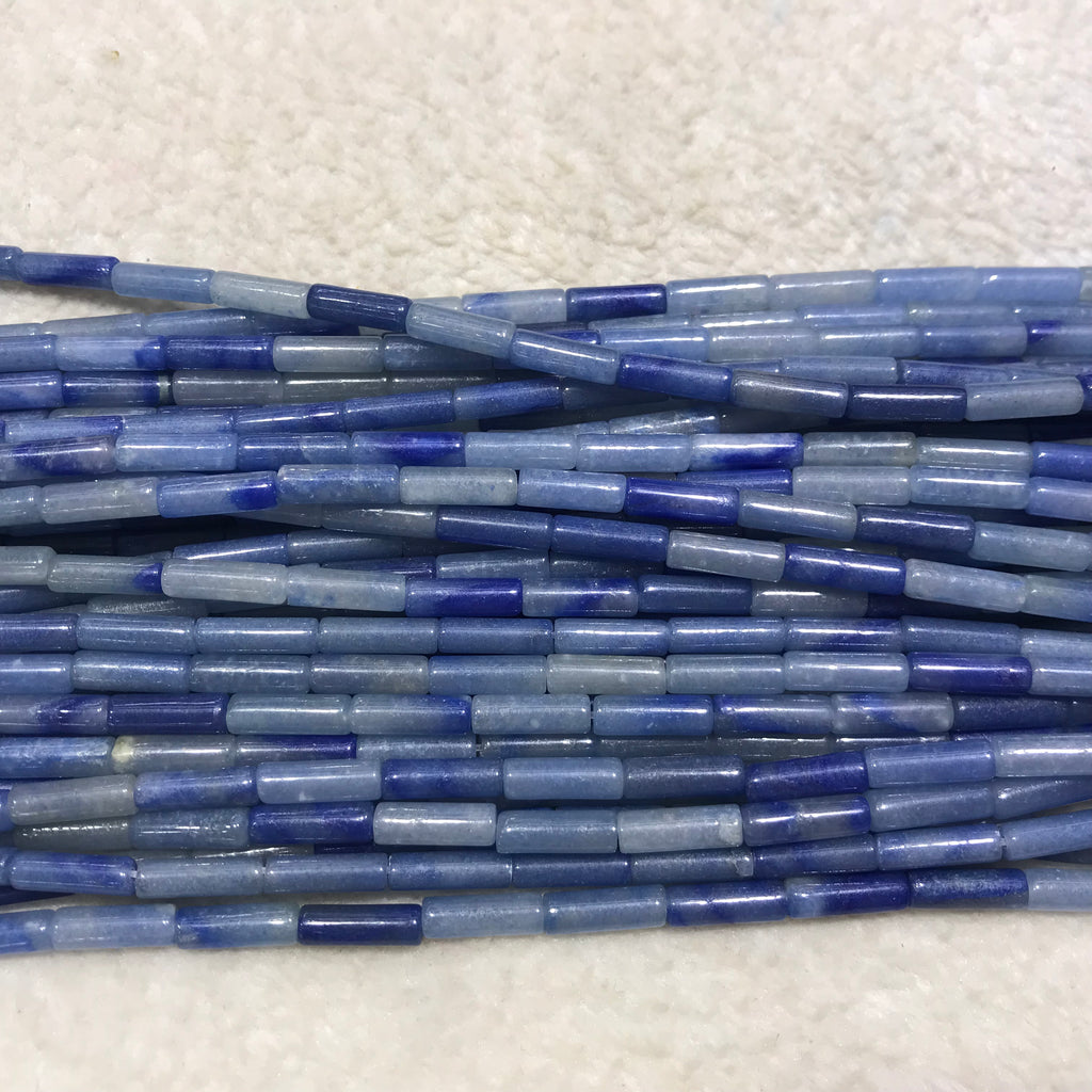 Blue Aventurine 4x13mm Column Gemstone Loose Tube Beads 15 inches