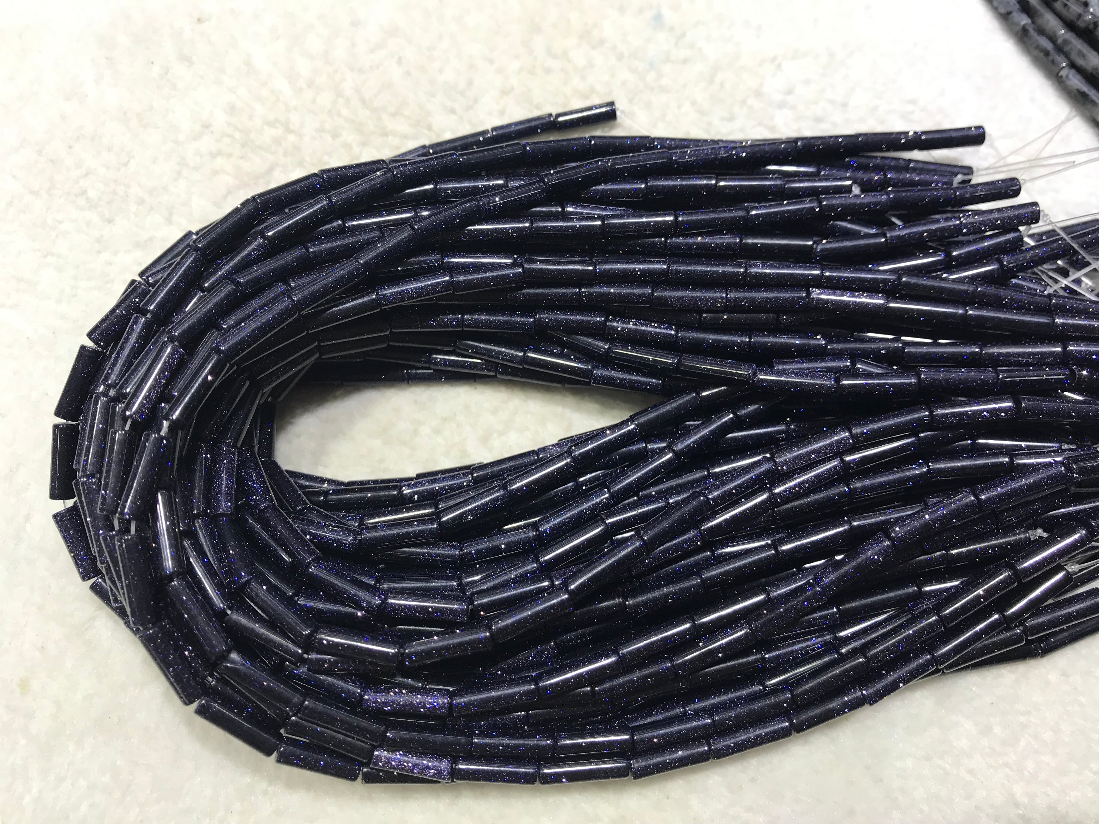 Blue Sandstone 4x13mm Column Gemstone Loose Tube Beads 15 inches