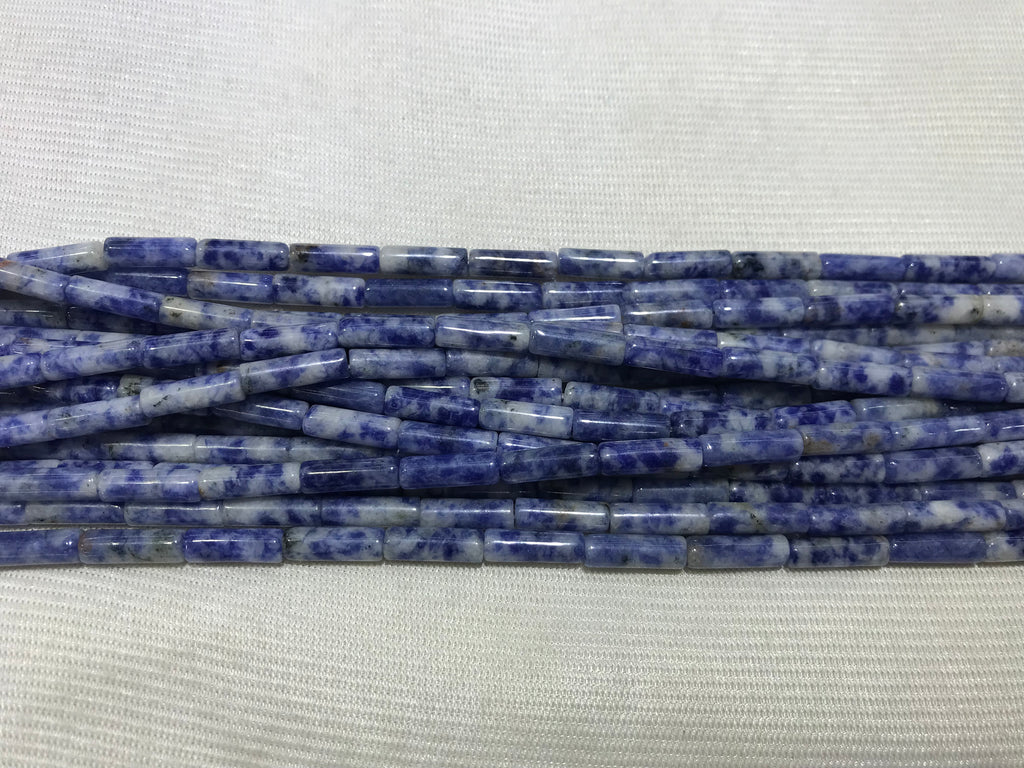 Blue Spotted Jasper 4x13mm Column Gemstone Loose Tube Beads 15 inches