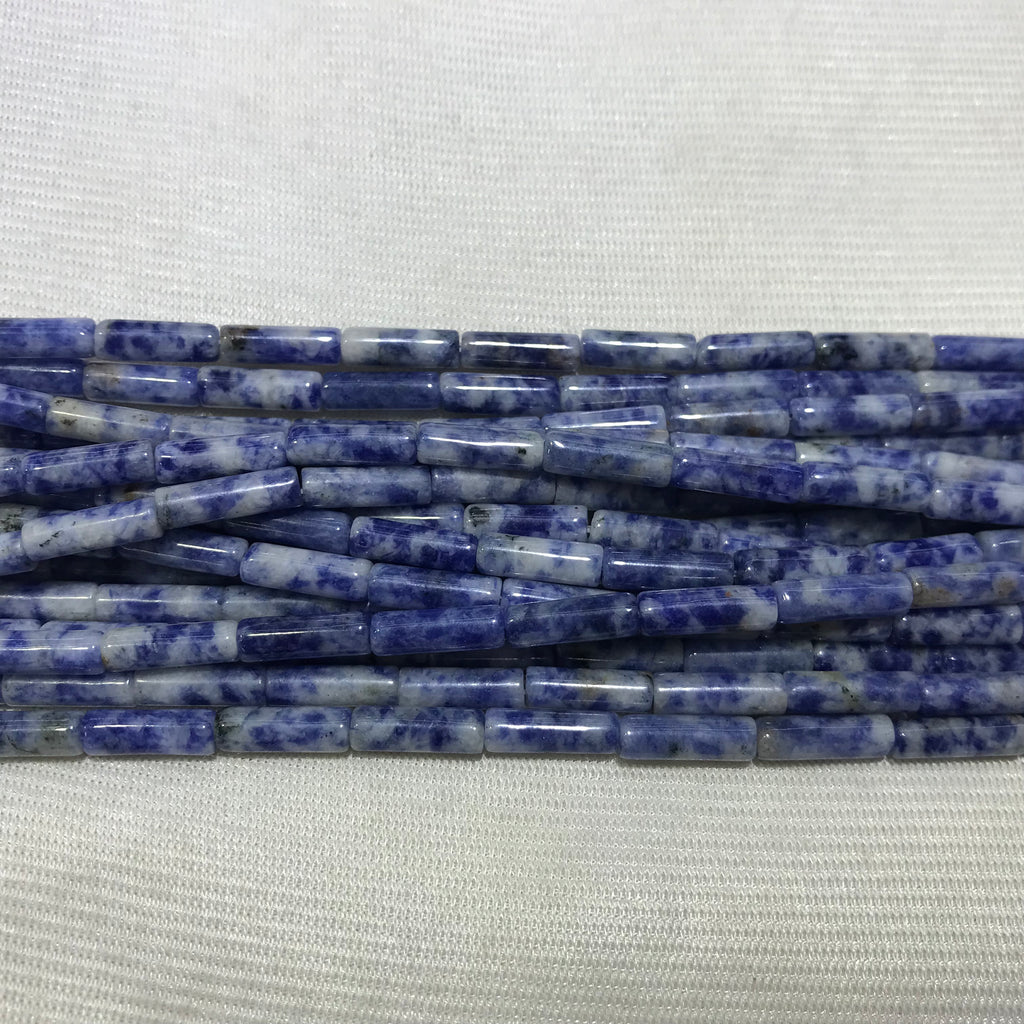 Blue Spotted Jasper 4x13mm Column Gemstone Loose Tube Beads 15 inches