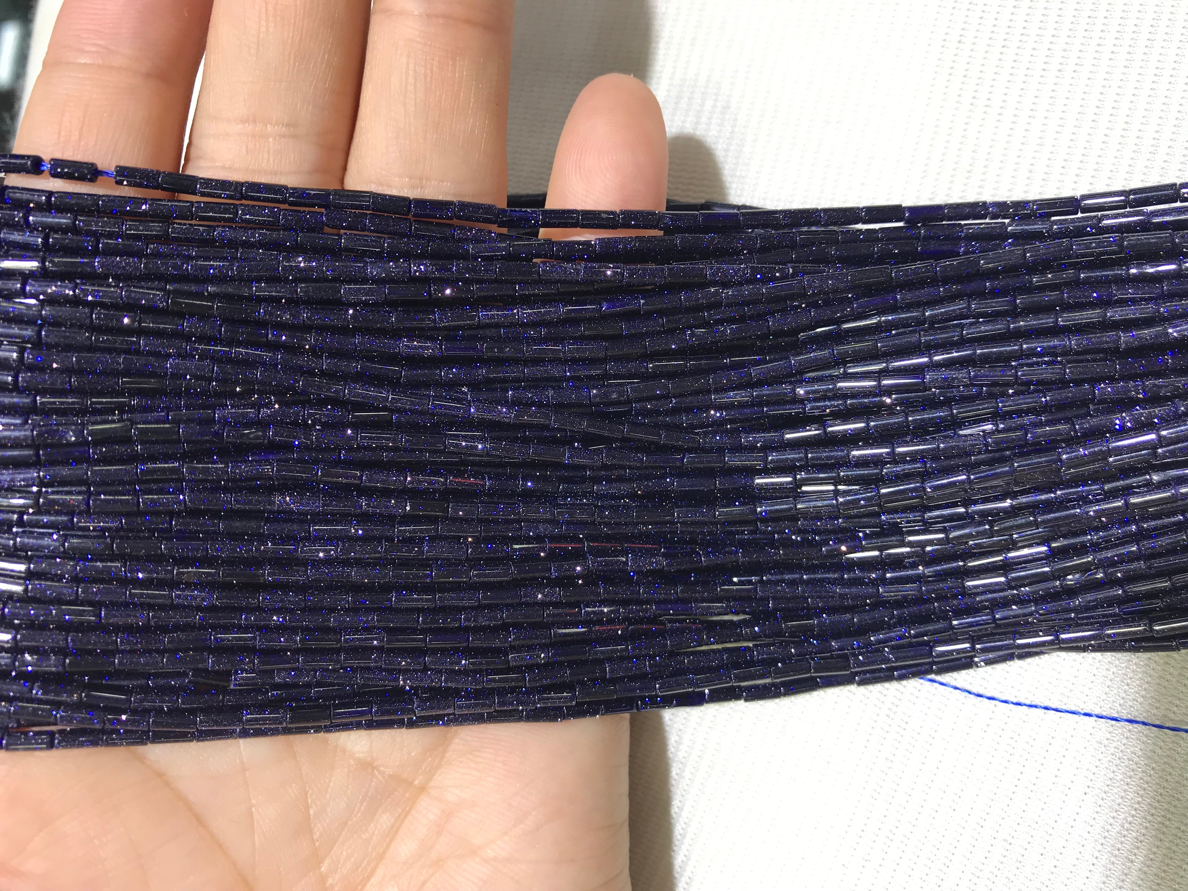 Blue Sandstone 2x4mm Column Gemstone Loose Tube Beads 15 inches