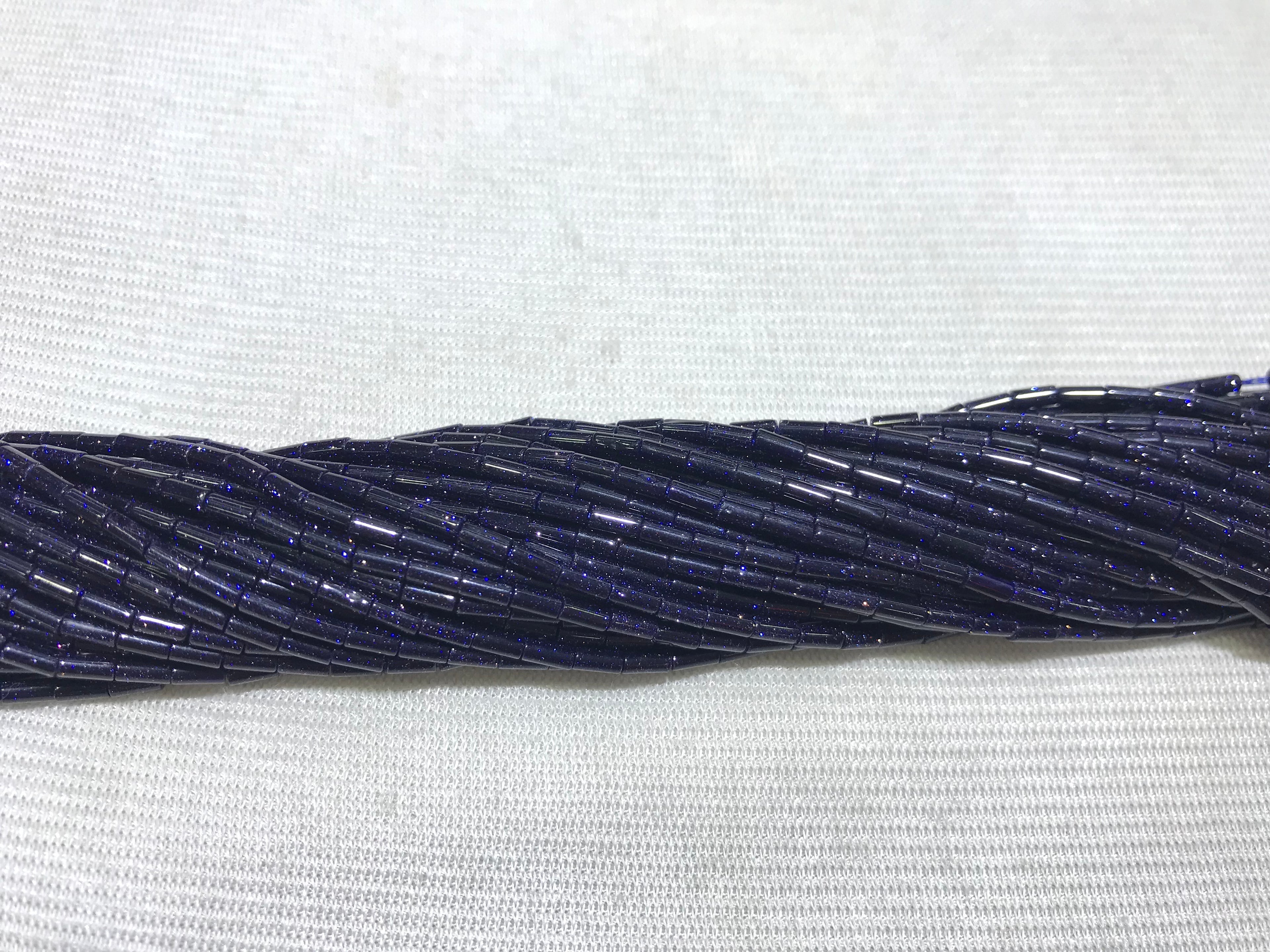 Blue Sandstone 2x4mm Column Gemstone Loose Tube Beads 15 inches