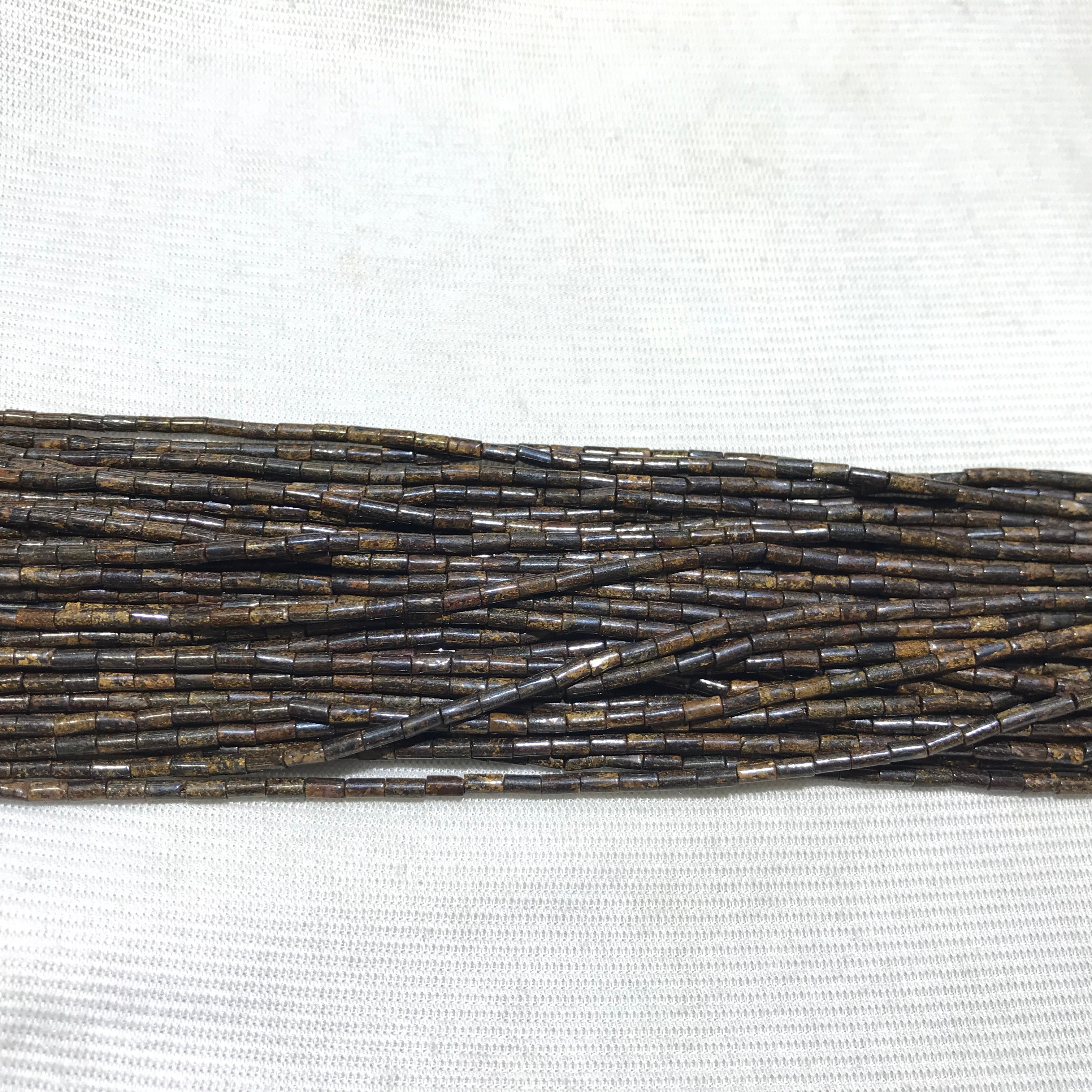 Bronzite Jasper 2x4mm Column Gemstone Loose Tube Beads 15 inches
