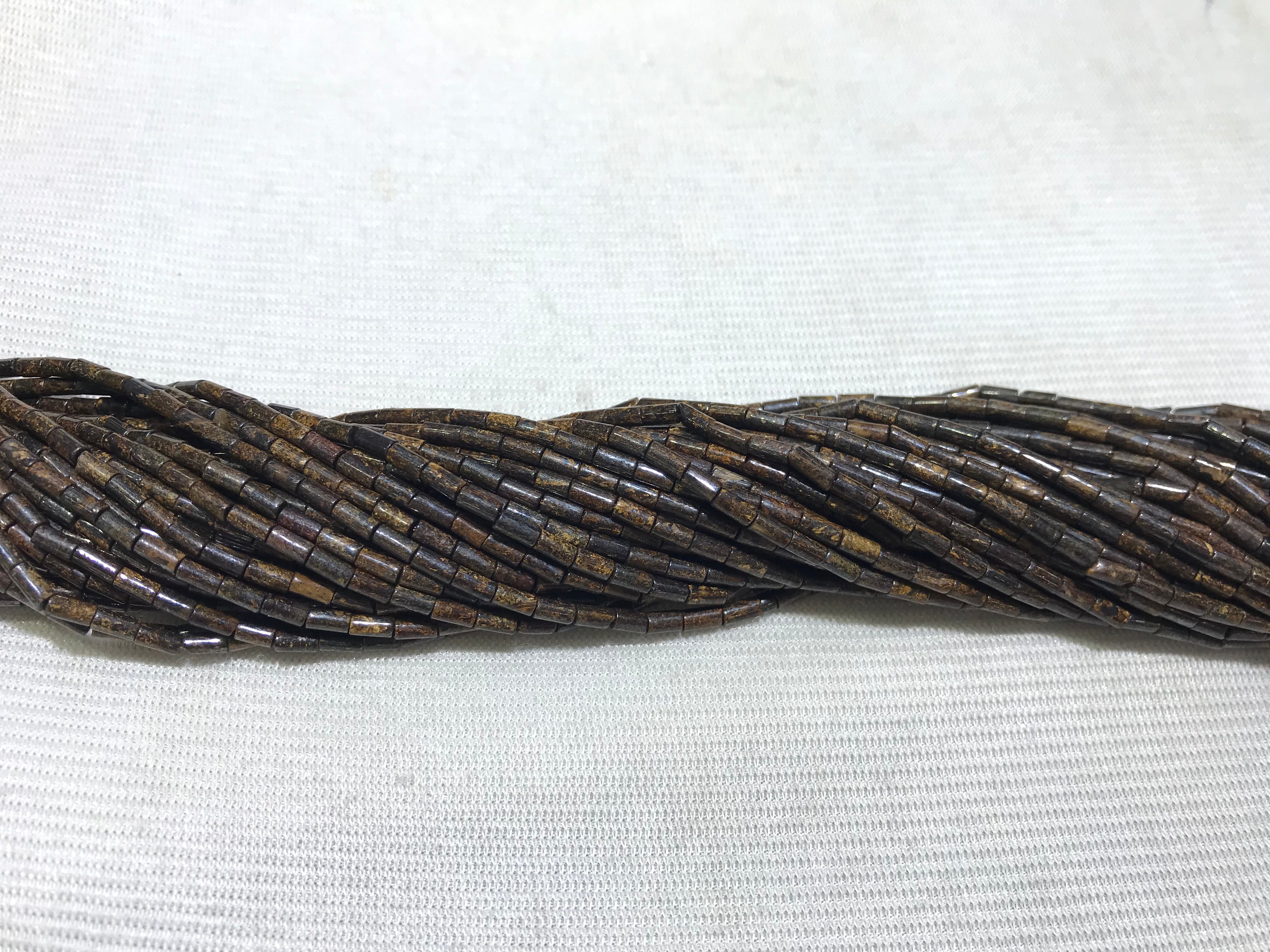 Bronzite Jasper 2x4mm Column Gemstone Loose Tube Beads 15 inches