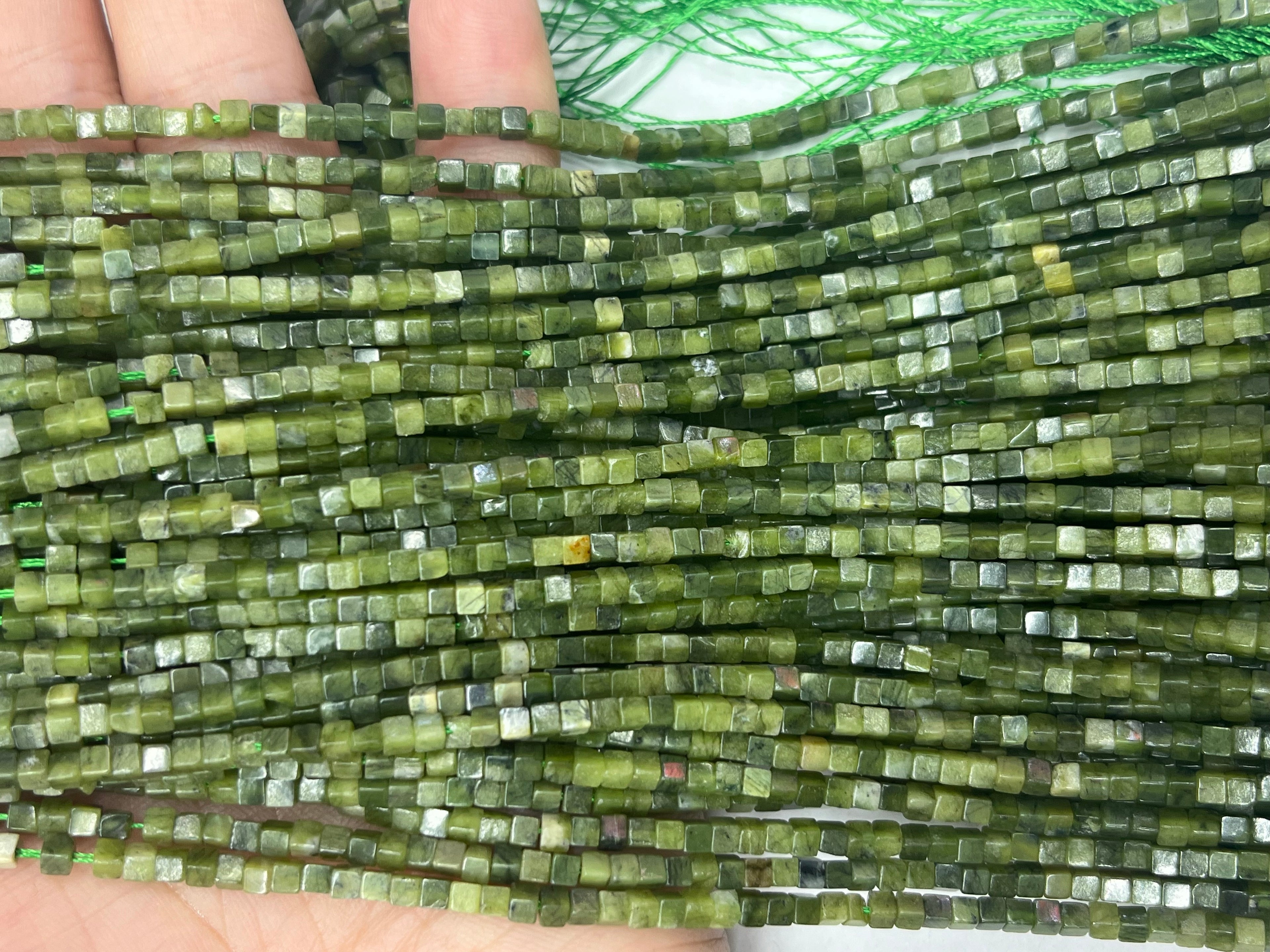 Canadian Green Jade 2-2.5mm Cube Gemstone Loose Beads 15 Inch Strand for Jewelry Making — DIY Bracelet Necklace Supplies for Beaders, Crafters  & Wholesale Buyers