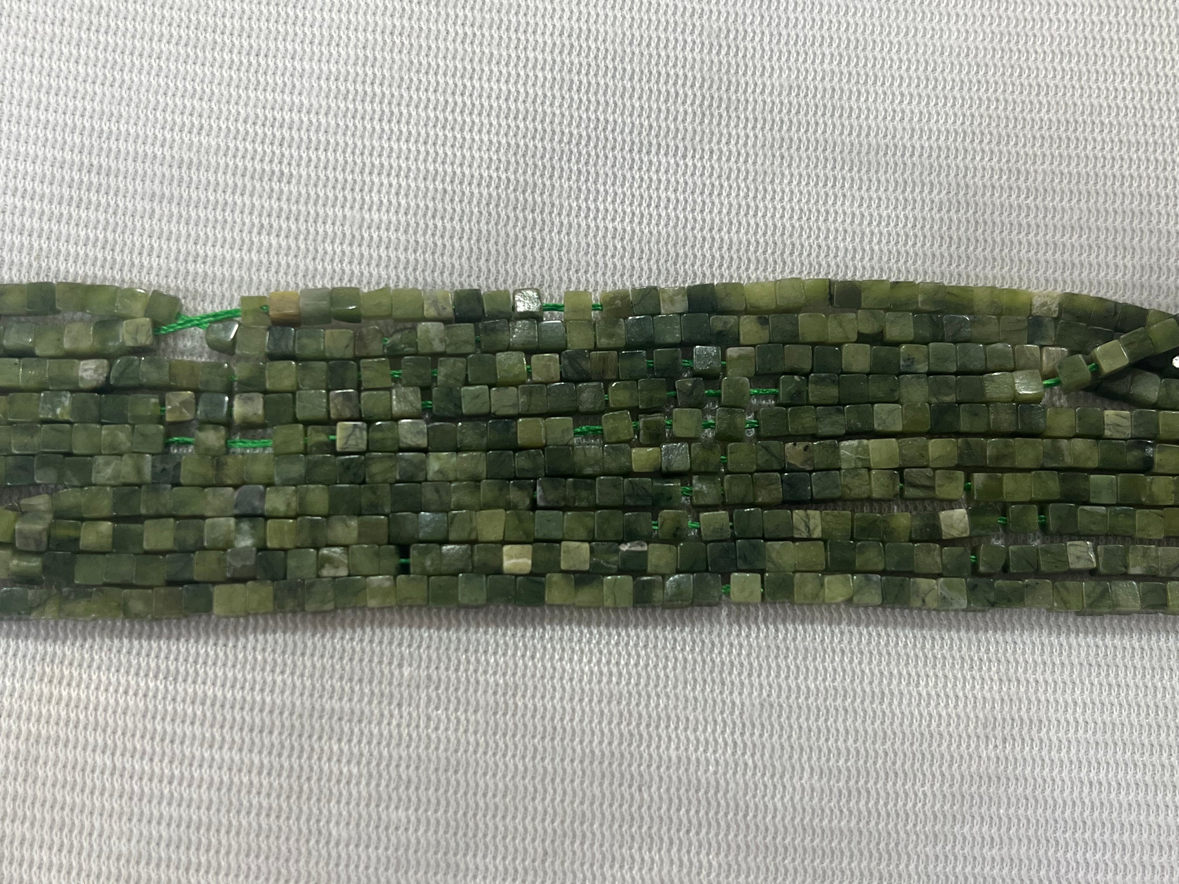 Canadian Green Jade 2-2.5mm Cube Gemstone Loose Beads 15 Inch Strand for Jewelry Making — DIY Bracelet Necklace Supplies for Beaders, Crafters  & Wholesale Buyers