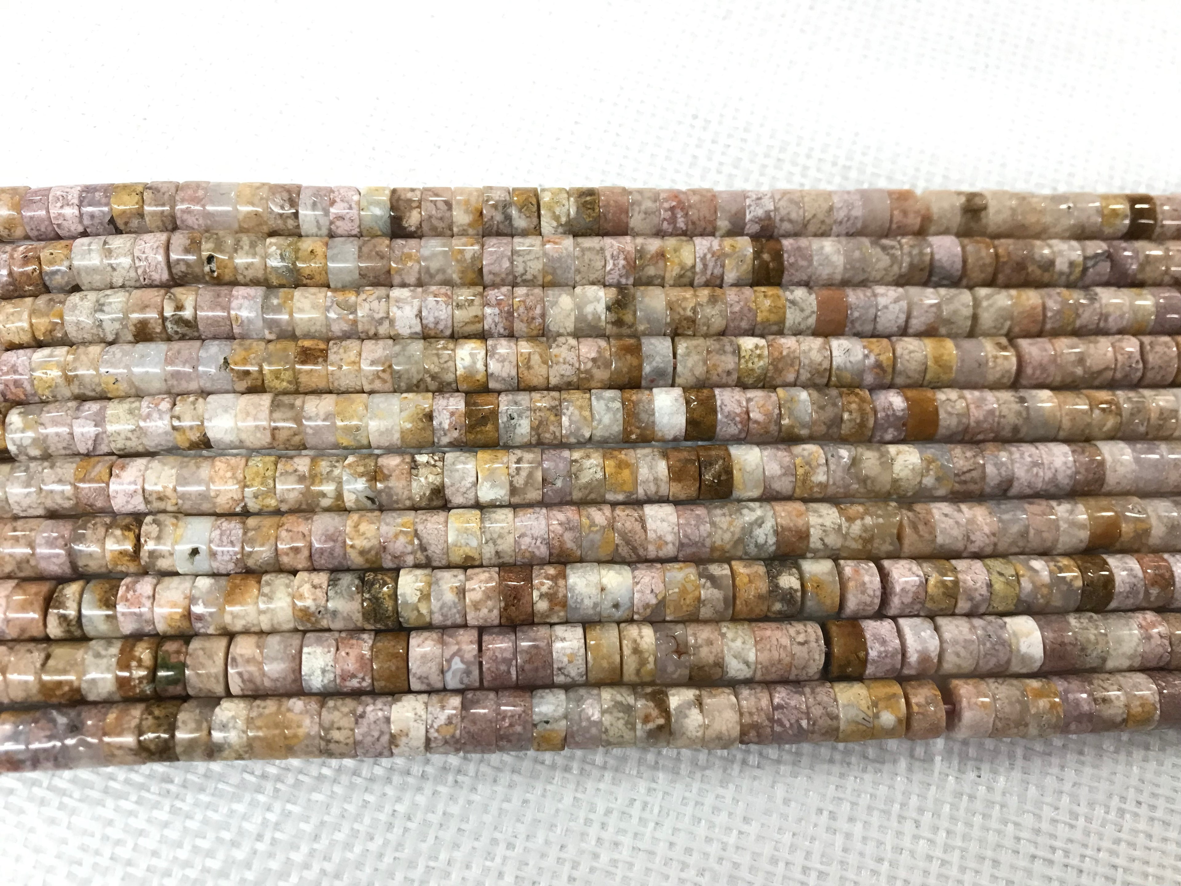 Cherry Blossom Agate 3x6mm Heishi Gemstone Loose Beads 15 Inch Strand for Jewelry Making — DIY Bracelet Necklace Supplies for Beaders, Crafters  & Wholesale Buyers