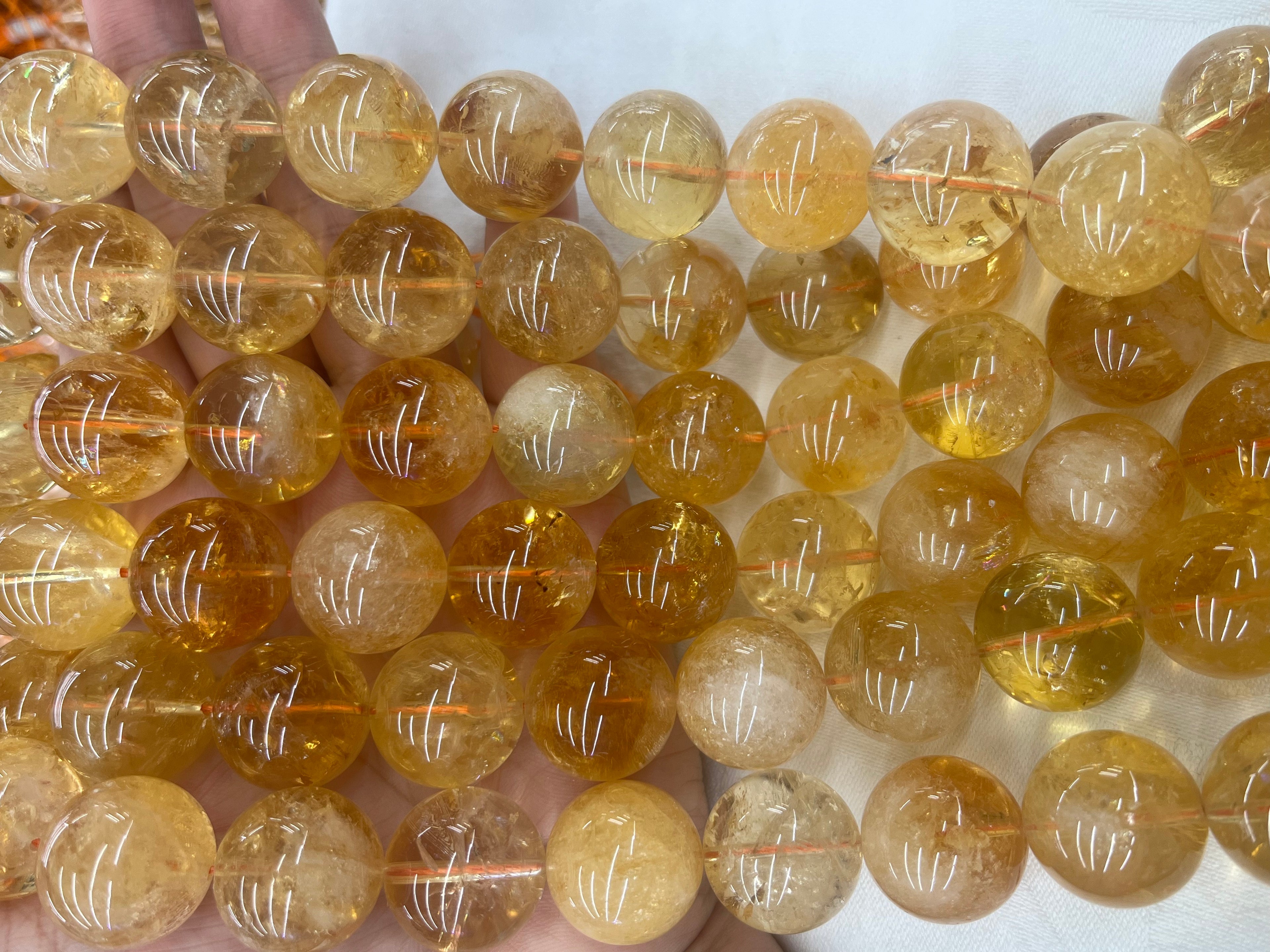 Citrine 19-20mm Round Gemstone Loose Beads 15 Inch Strand for Jewelry Making — DIY Bracelet Necklace Supplies for Beaders, Crafters  & Wholesale Buyers