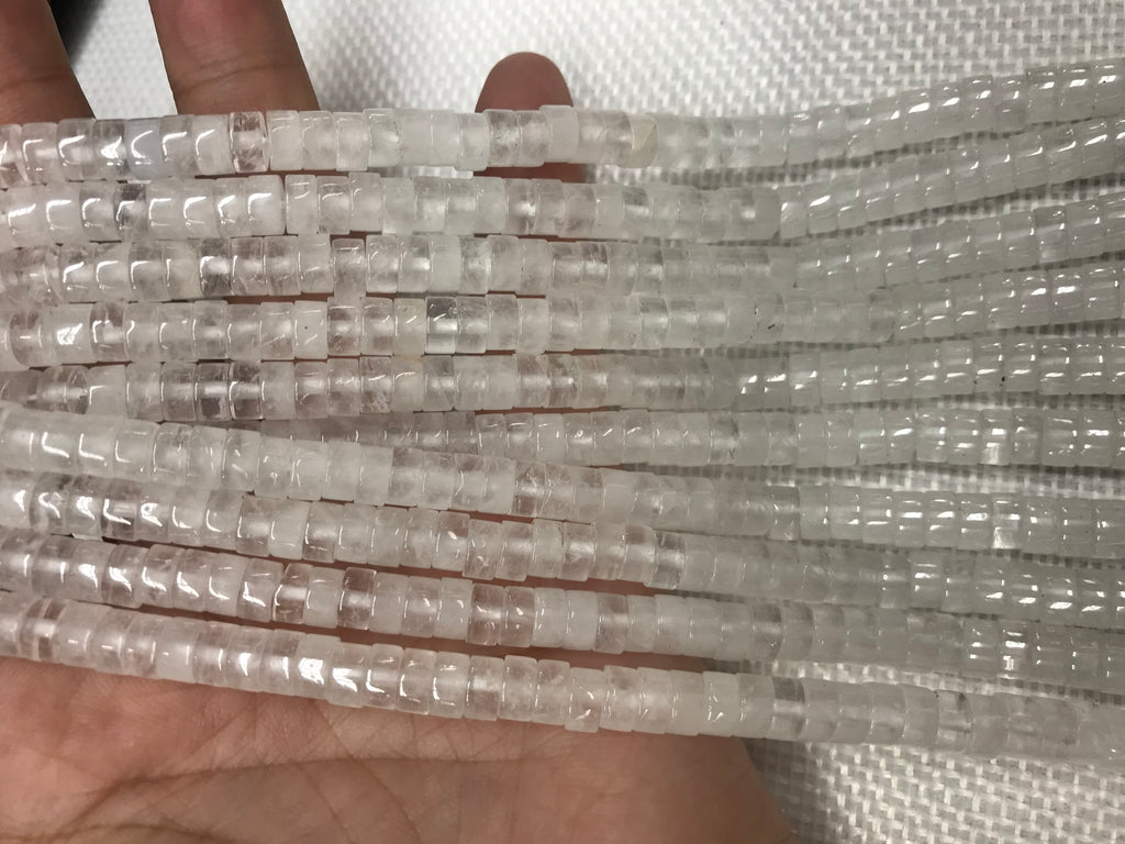 White Clear Crystal 3x6mm Heishi Gemstone Loose Beads 15 Inch Strand for Jewelry Making — DIY Bracelet Necklace Supplies for Beaders, Crafters  & Wholesale Buyers