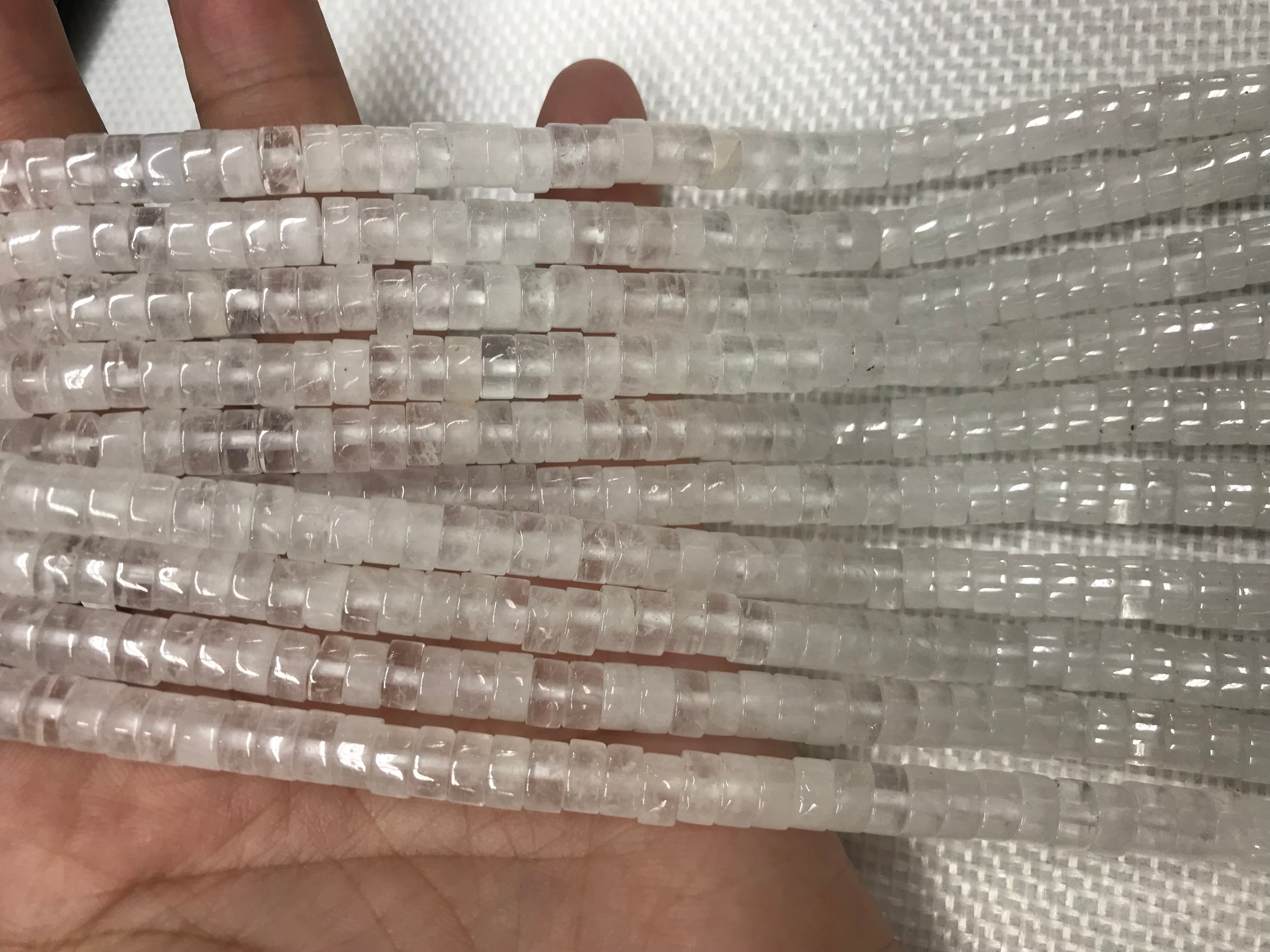 White Clear Crystal 3x6mm Heishi Gemstone Loose Beads 15 Inch Strand for Jewelry Making — DIY Bracelet Necklace Supplies for Beaders, Crafters  & Wholesale Buyers