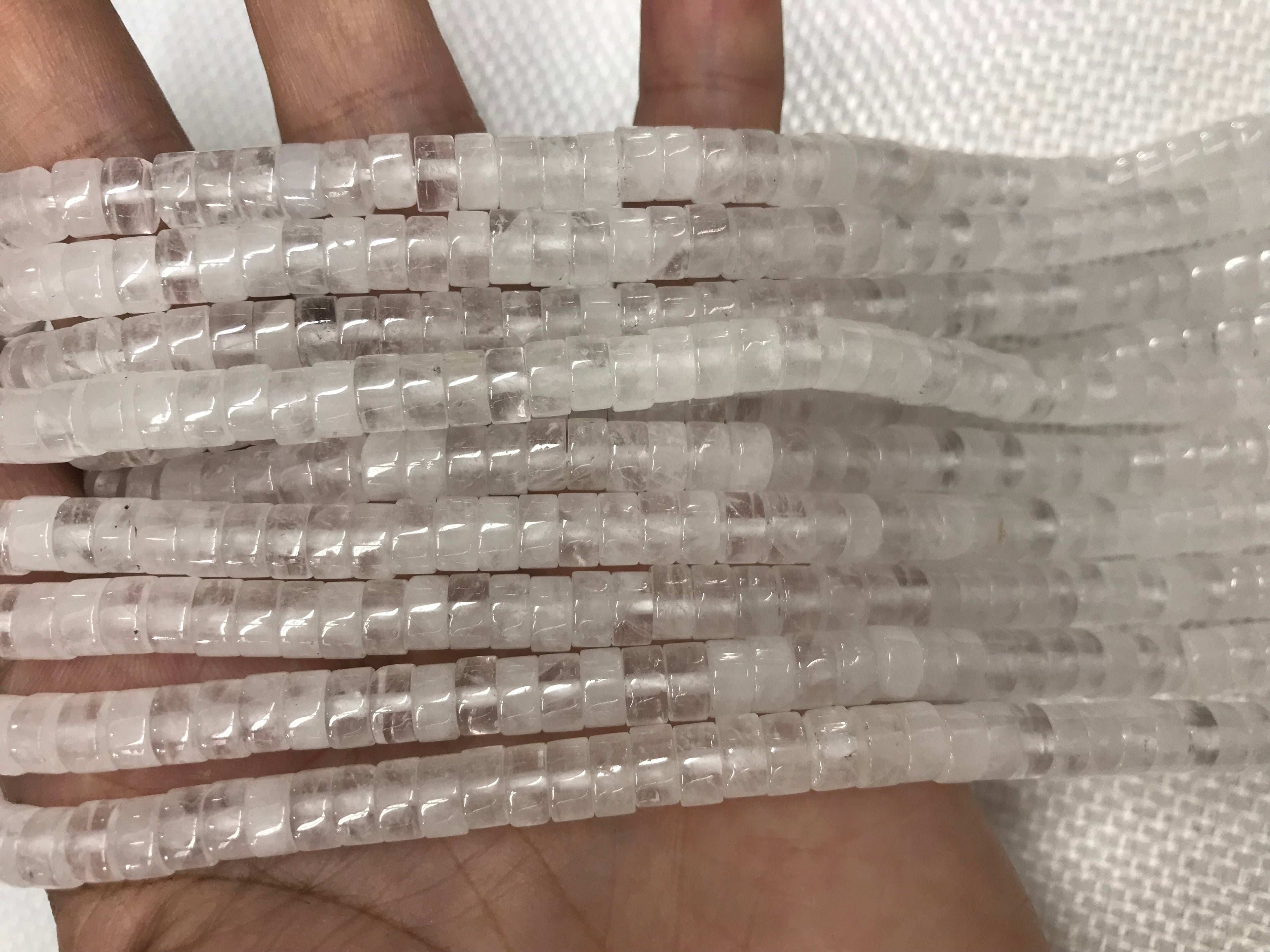 White Clear Crystal 3x6mm Heishi Gemstone Loose Beads 15 Inch Strand for Jewelry Making — DIY Bracelet Necklace Supplies for Beaders, Crafters  & Wholesale Buyers