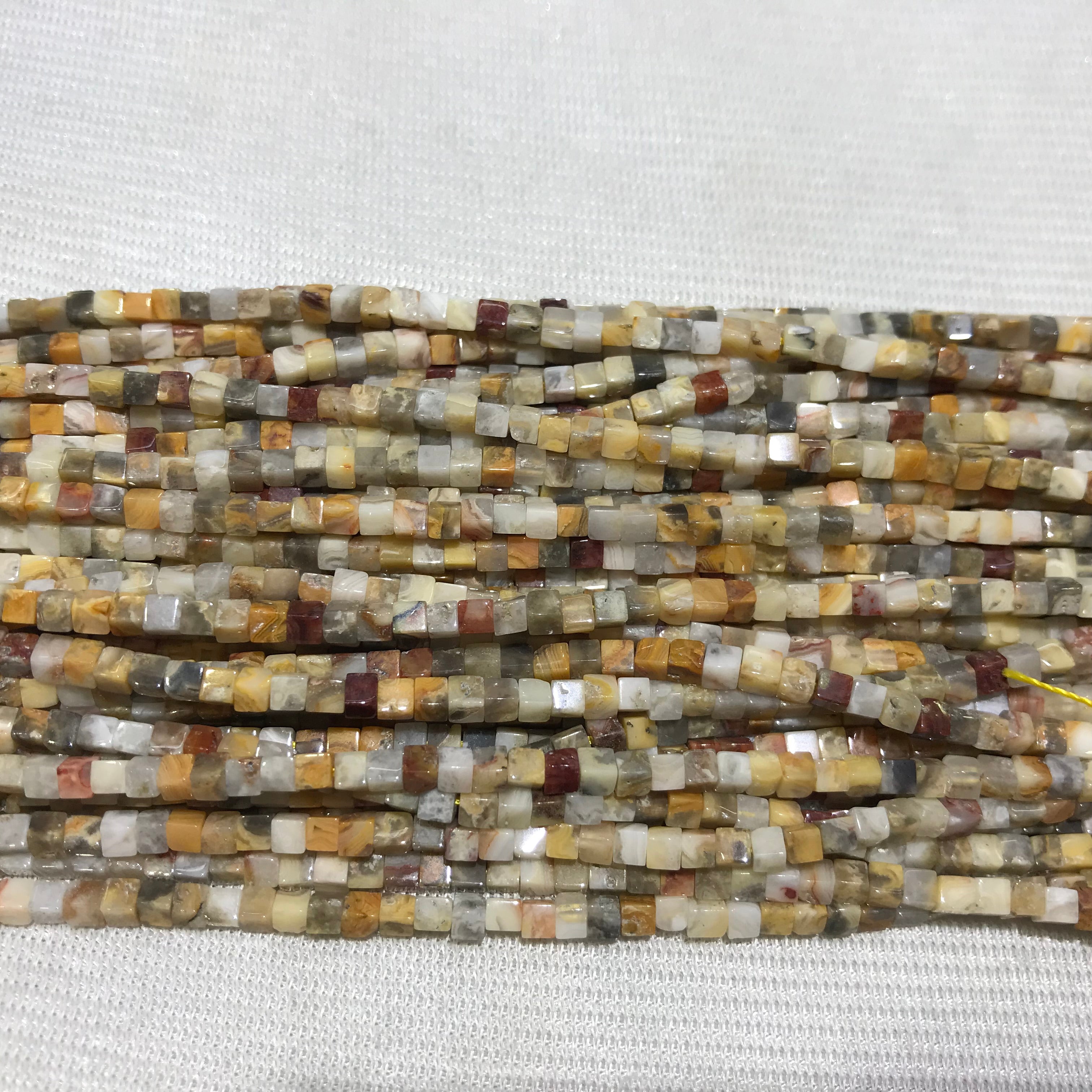 Crazy Lace Agate 2-2.5mm Cube Gemstone Loose Beads 15 Inch Strand for Jewelry Making — DIY Bracelet Necklace Supplies for Beaders, Crafters  & Wholesale Buyers