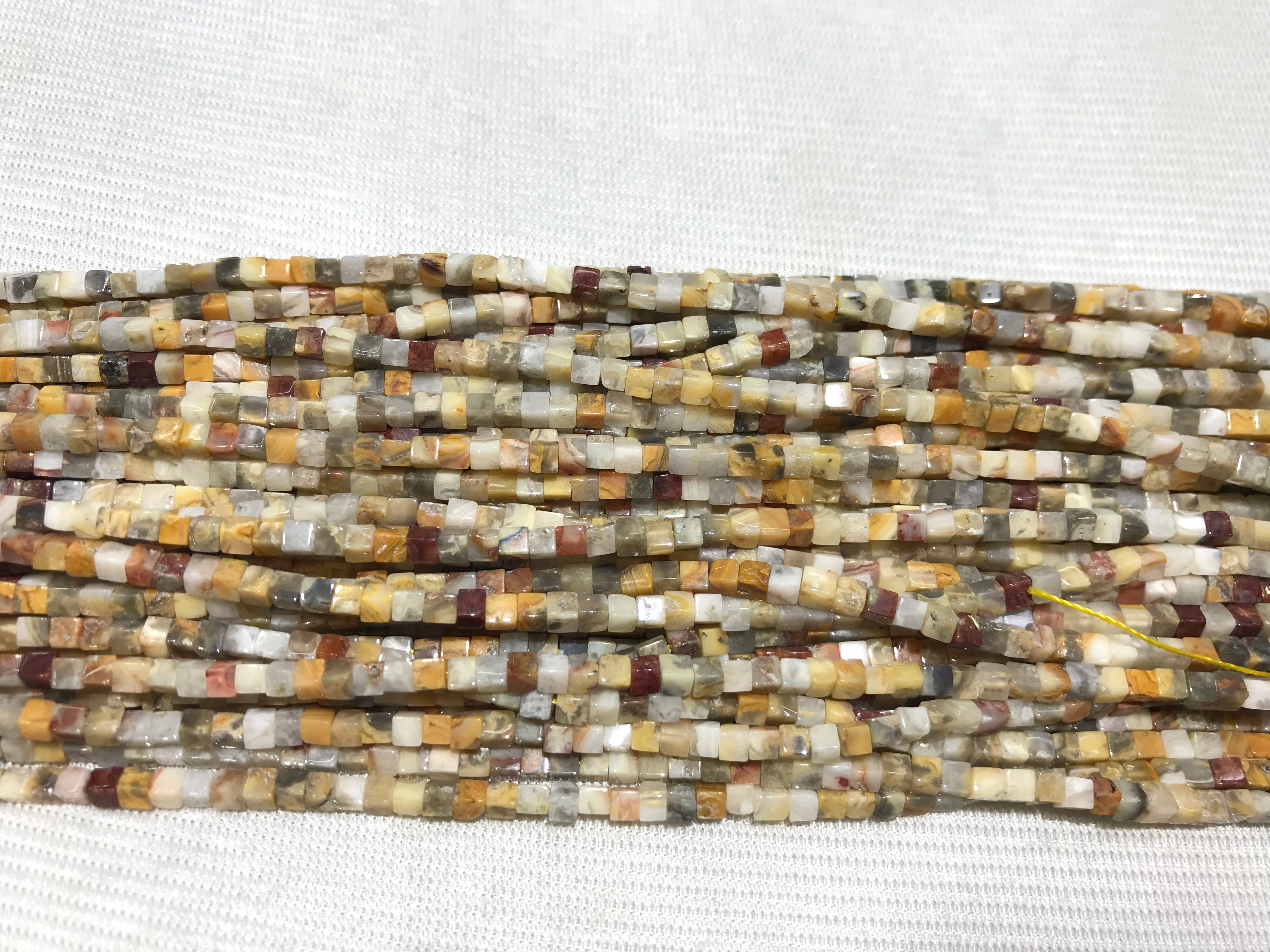 Crazy Lace Agate 2-2.5mm Cube Gemstone Loose Beads 15 Inch Strand for Jewelry Making — DIY Bracelet Necklace Supplies for Beaders, Crafters  & Wholesale Buyers