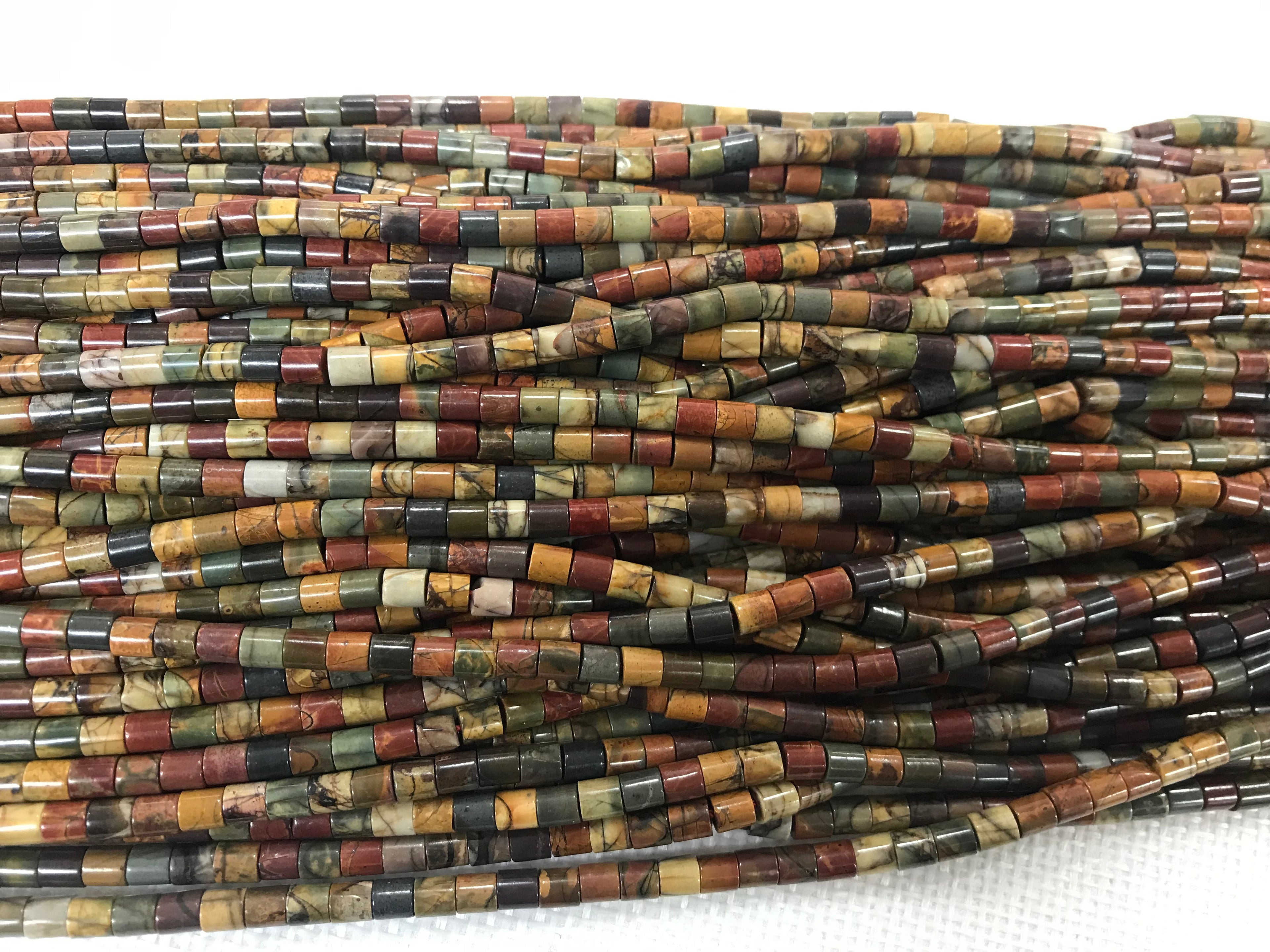 Red Creek Picasso Jasper 4-4.3mm Column Gemstone Loose Beads 15 Inch Strand for Jewelry Making — DIY Bracelet Necklace Supplies for Beaders, Crafters  & Wholesale Buyers