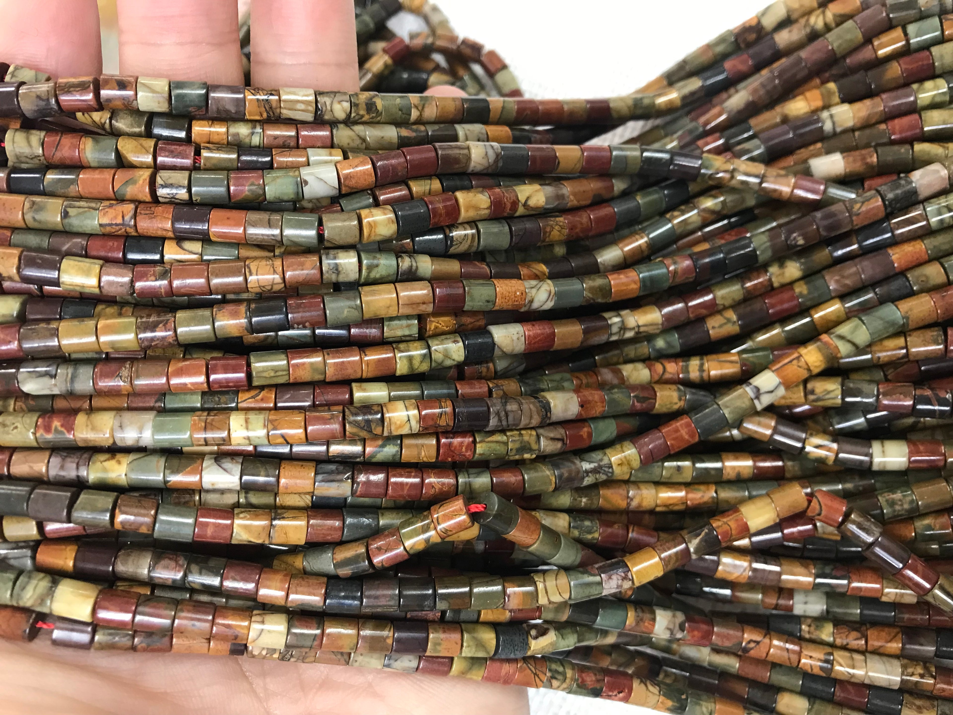 Red Creek Picasso Jasper 4-4.3mm Column Gemstone Loose Beads 15 Inch Strand for Jewelry Making — DIY Bracelet Necklace Supplies for Beaders, Crafters  & Wholesale Buyers