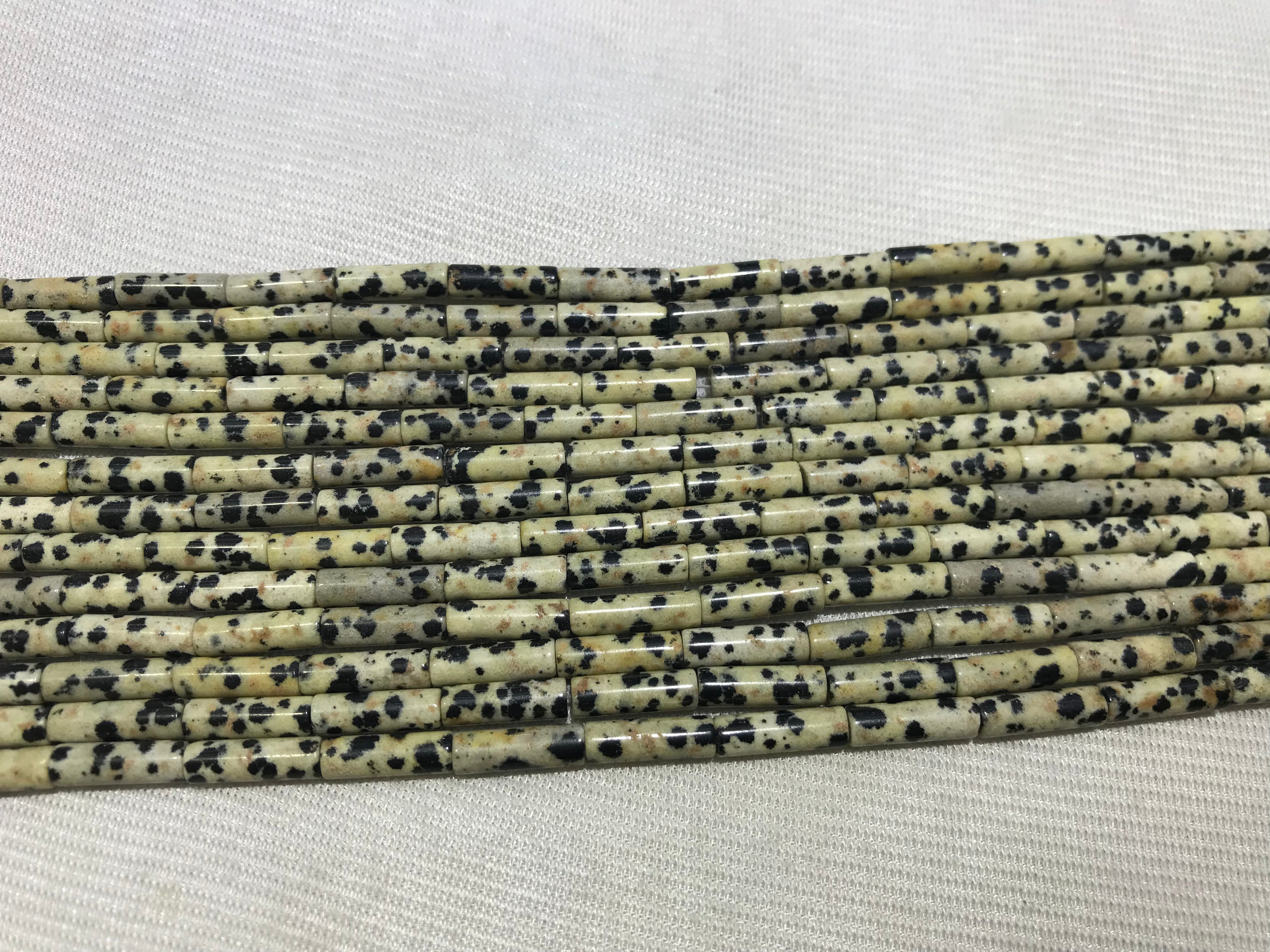 Dalmatian Jasper 4x13mm Column Gemstone Loose Tube Beads 15 inches