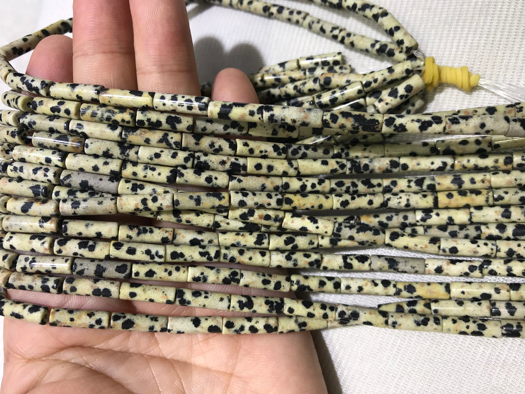 Dalmatian Jasper 4x13mm Column Gemstone Loose Tube Beads 15 inches