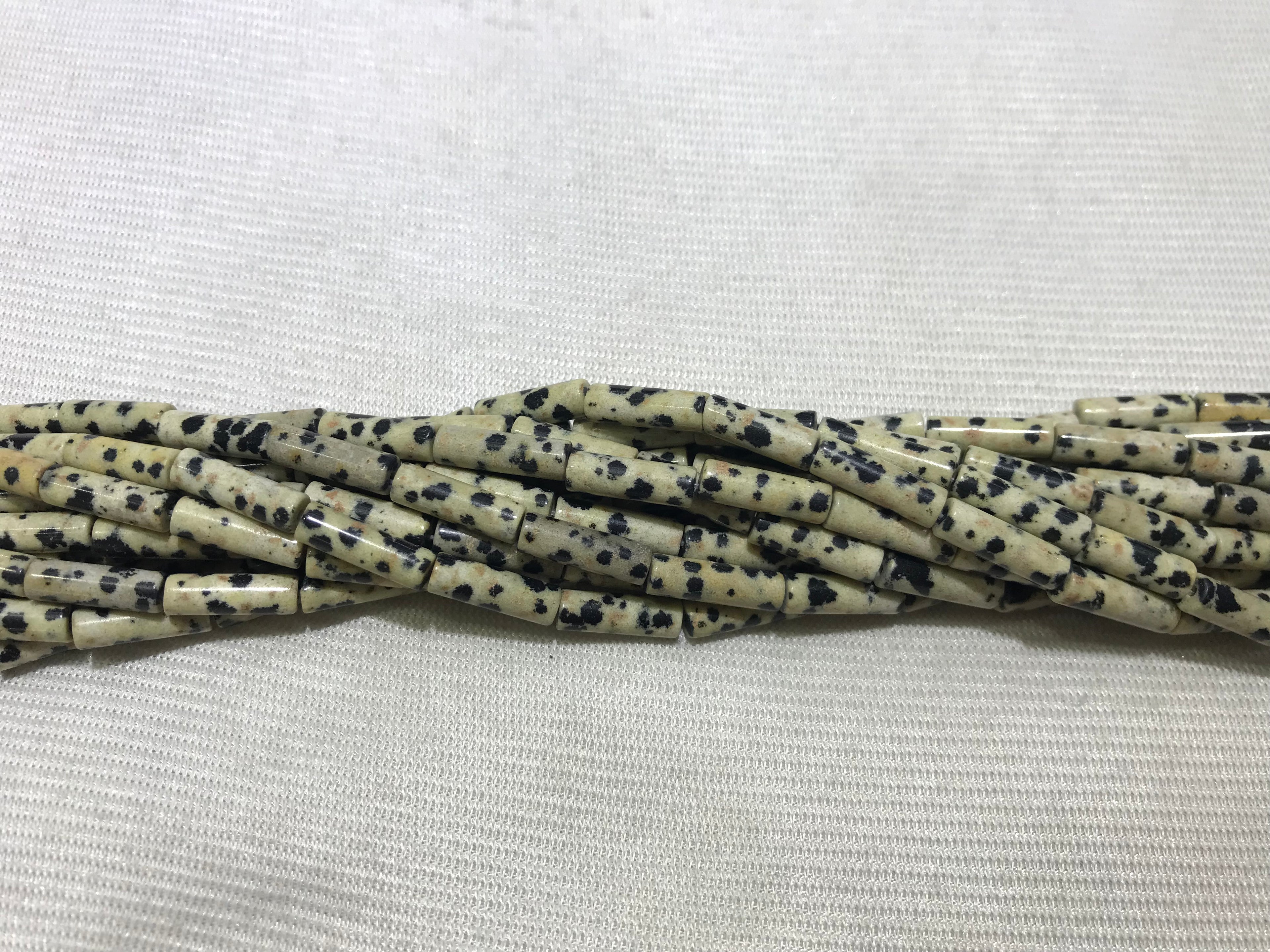 Dalmatian Jasper 4x13mm Column Gemstone Loose Tube Beads 15 inches