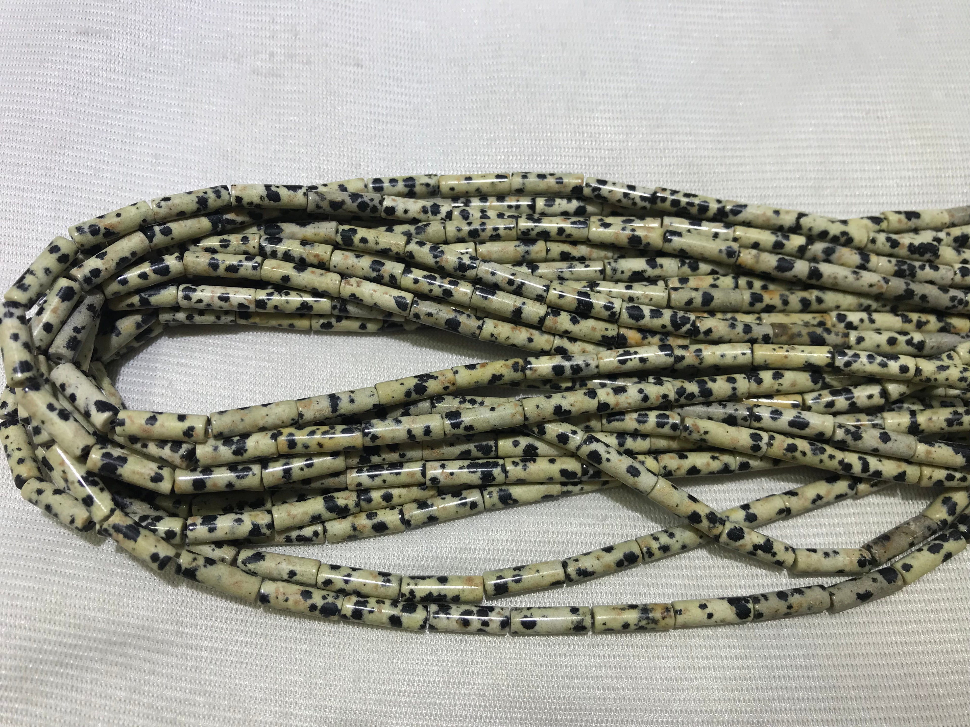 Dalmatian Jasper 4x13mm Column Gemstone Loose Tube Beads 15 inches