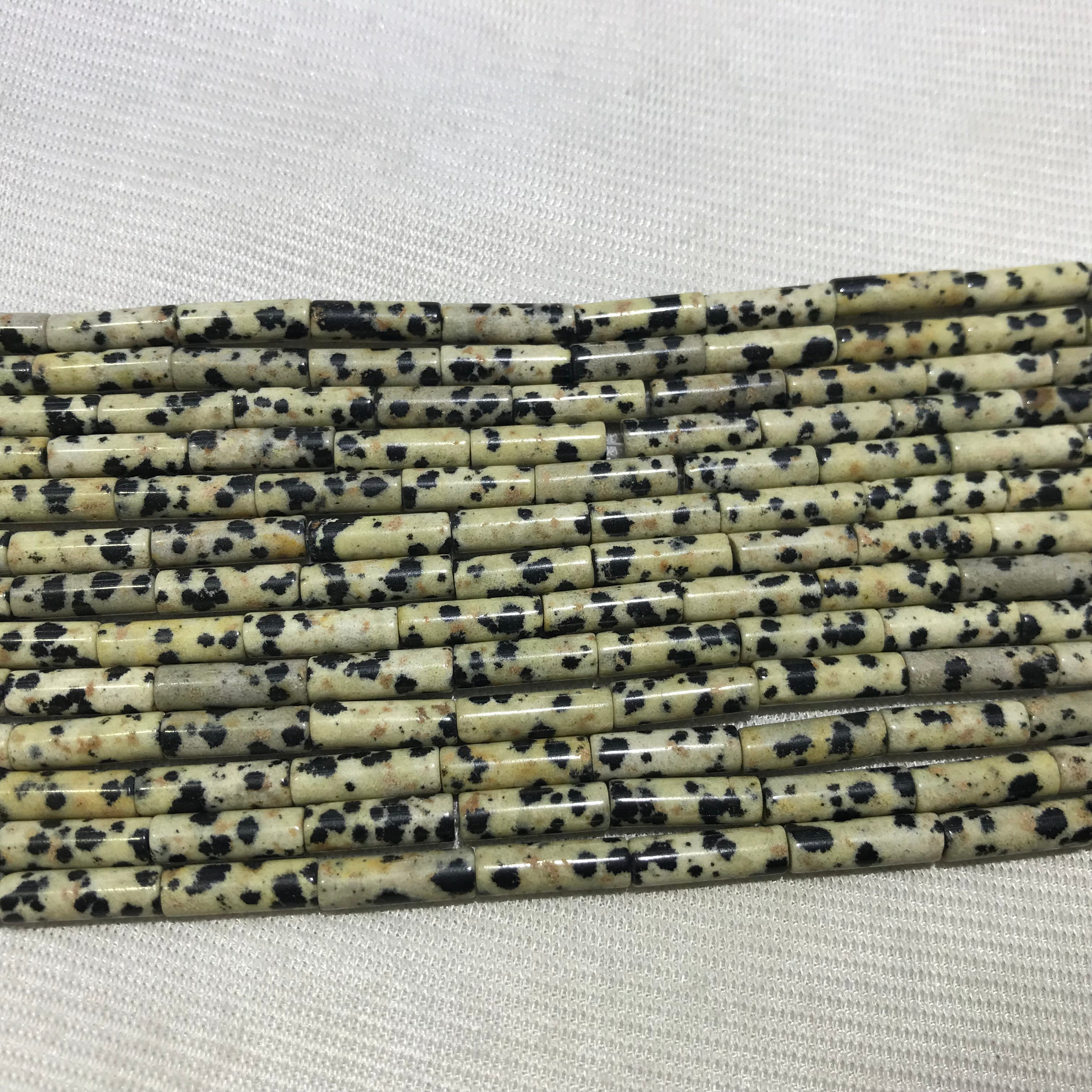 Dalmatian Jasper 4x13mm Column Gemstone Loose Tube Beads 15 inches