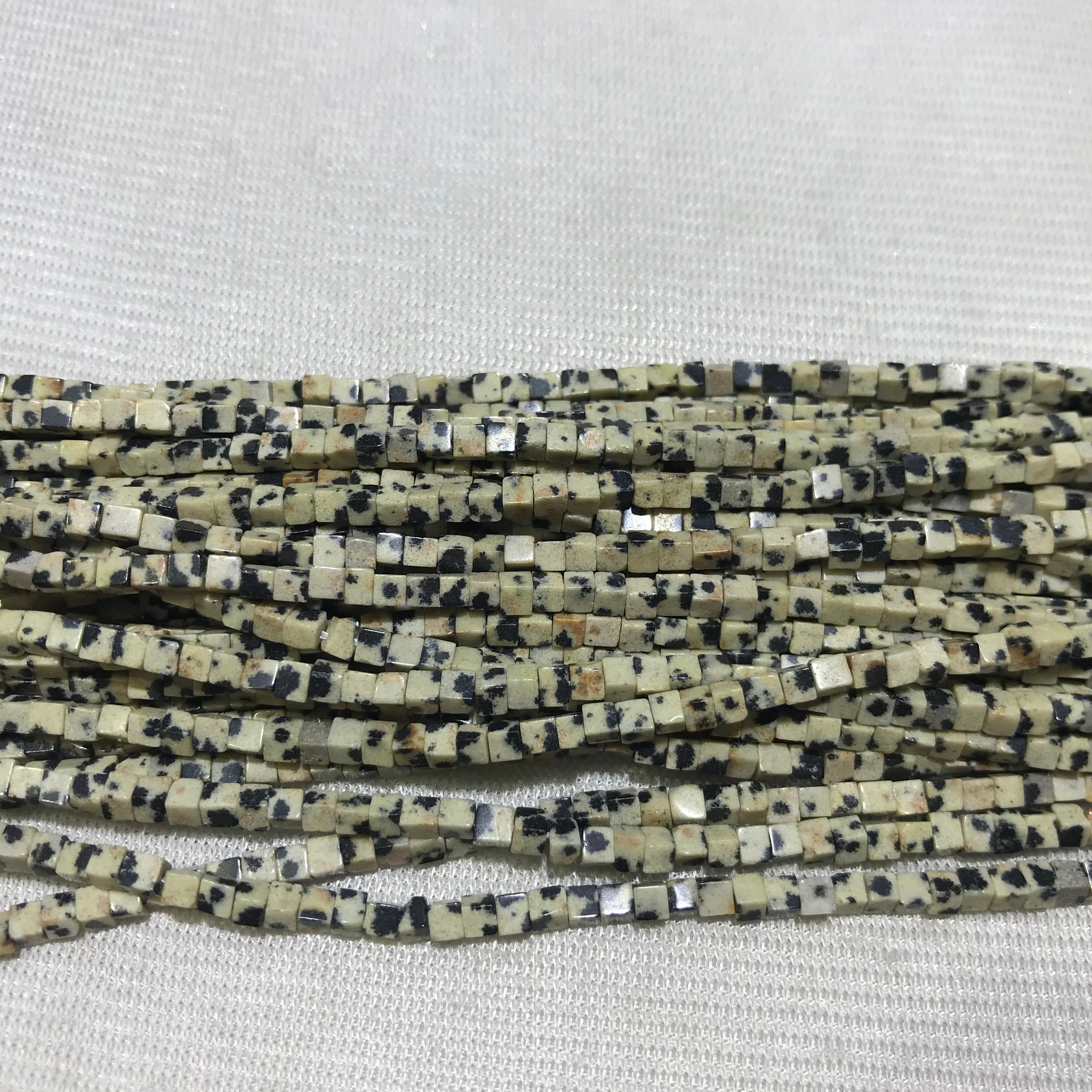 Dalmatian Jasper 2-2.5mm Cube Gemstone Loose Beads 15 Inch Strand for Jewelry Making — DIY Bracelet Necklace Supplies for Beaders, Crafters  & Wholesale Buyers