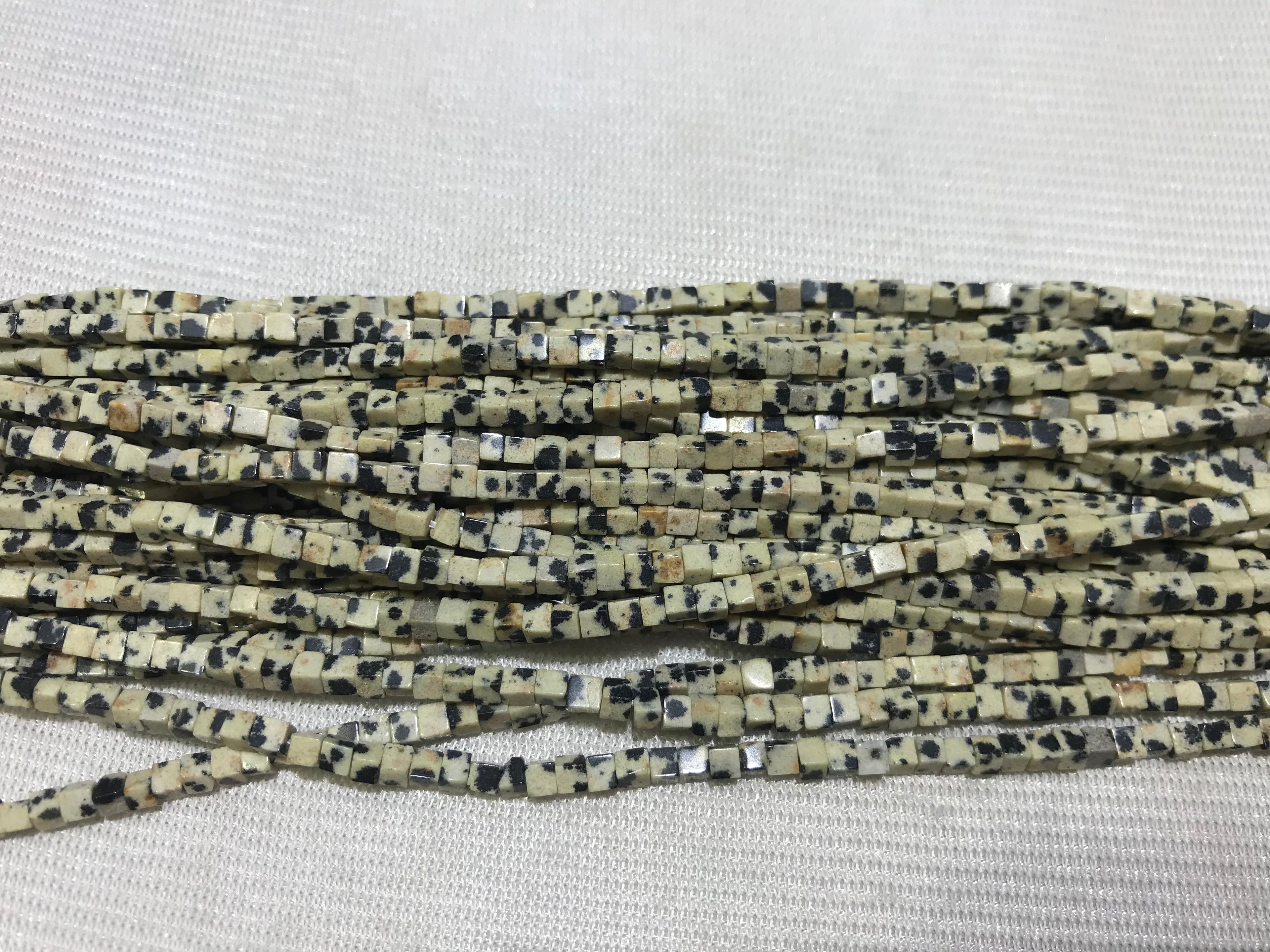 Dalmatian Jasper 2-2.5mm Cube Gemstone Loose Beads 15 Inch Strand for Jewelry Making — DIY Bracelet Necklace Supplies for Beaders, Crafters  & Wholesale Buyers