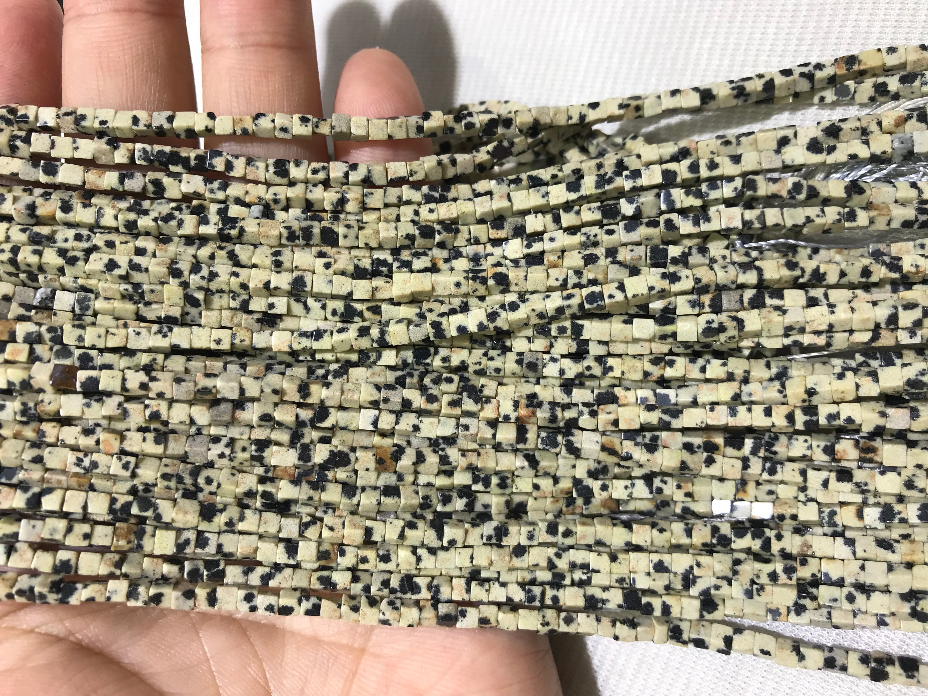 Dalmatian Jasper 2-2.5mm Cube Gemstone Loose Beads 15 Inch Strand for Jewelry Making — DIY Bracelet Necklace Supplies for Beaders, Crafters  & Wholesale Buyers
