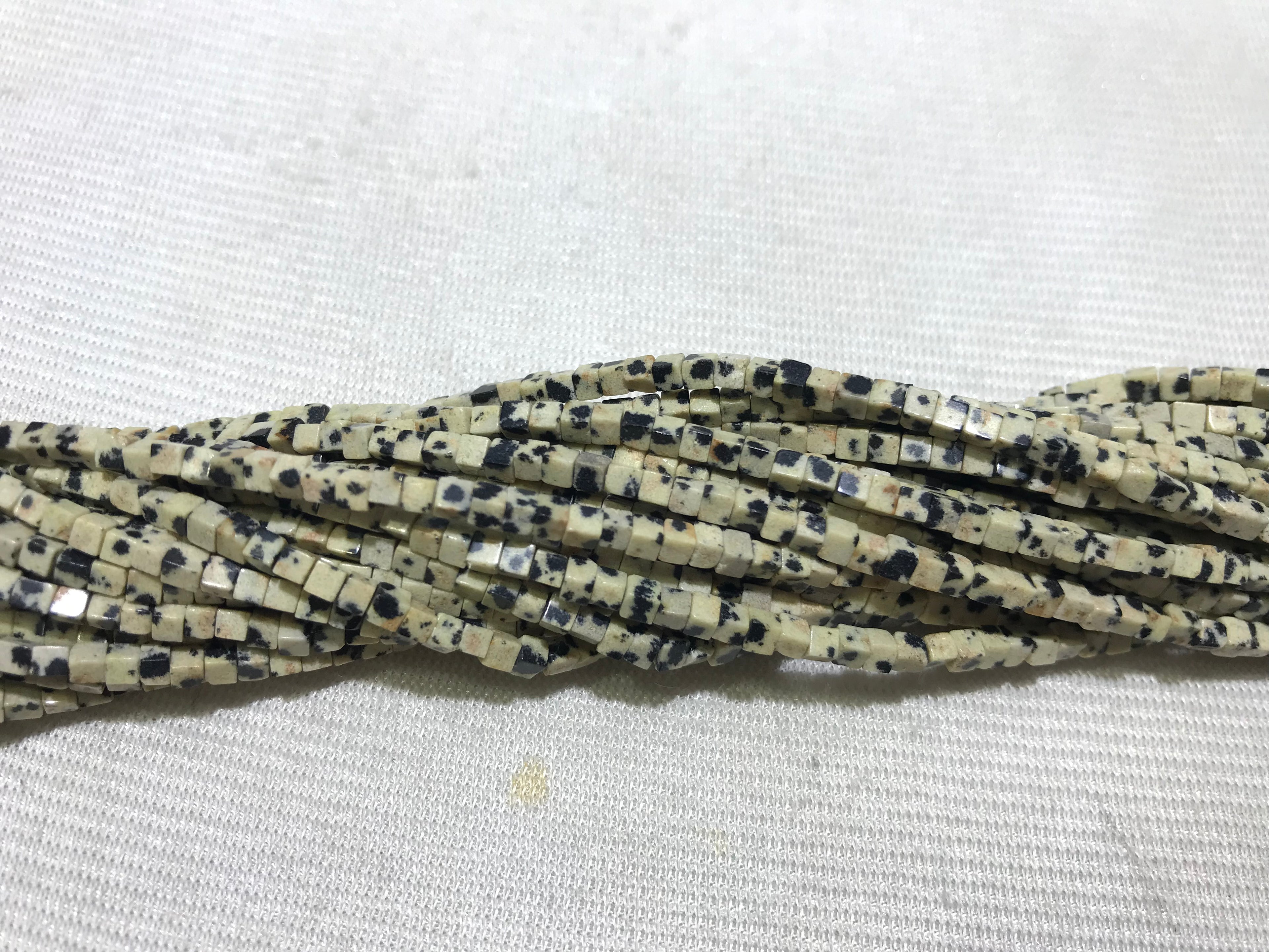Dalmatian Jasper 2-2.5mm Cube Gemstone Loose Beads 15 Inch Strand for Jewelry Making — DIY Bracelet Necklace Supplies for Beaders, Crafters  & Wholesale Buyers