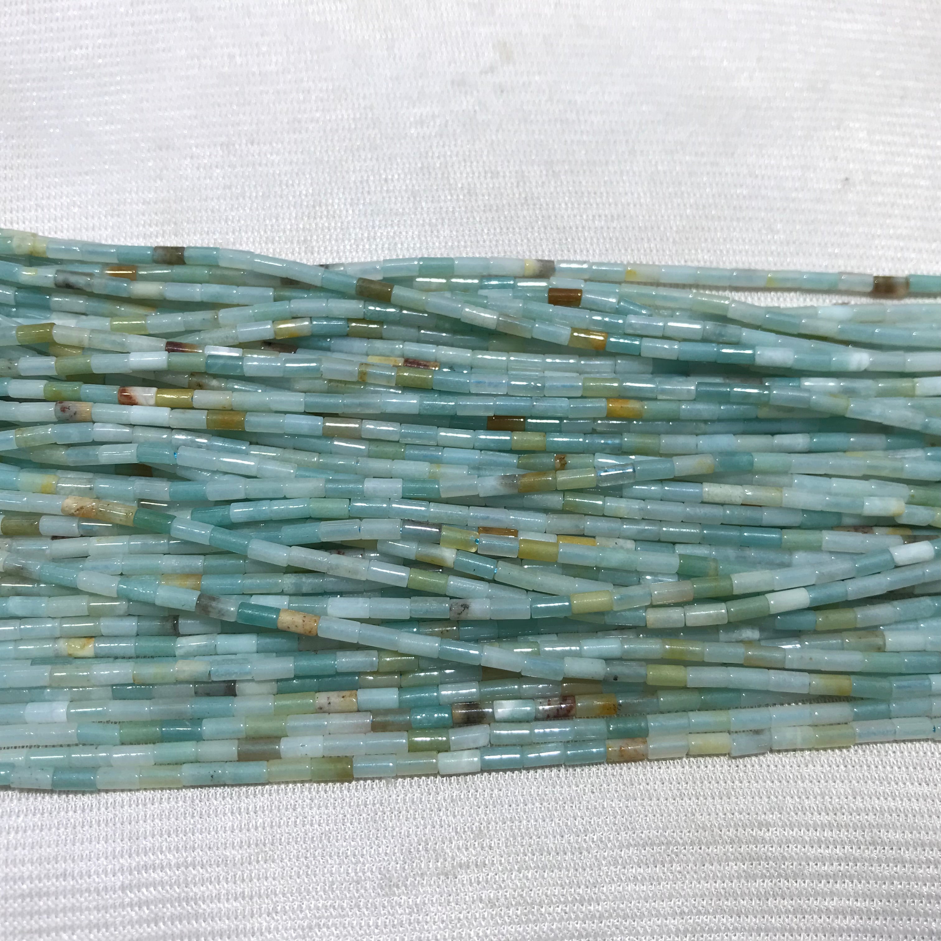 Flower Amazonite 2x4mm Column Gemstone Loose Tube Beads 15 inches