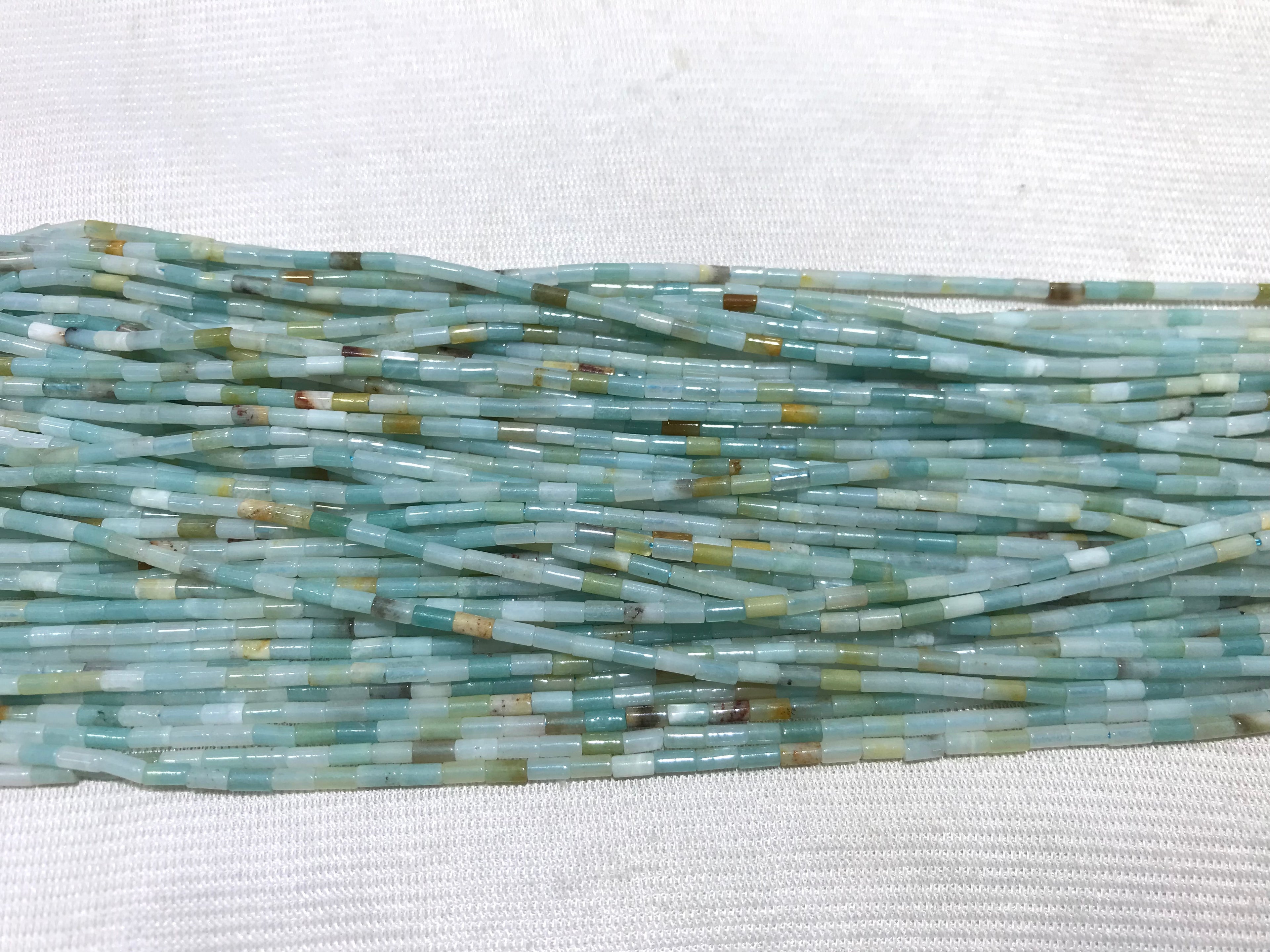 Flower Amazonite 2x4mm Column Gemstone Loose Tube Beads 15 inches