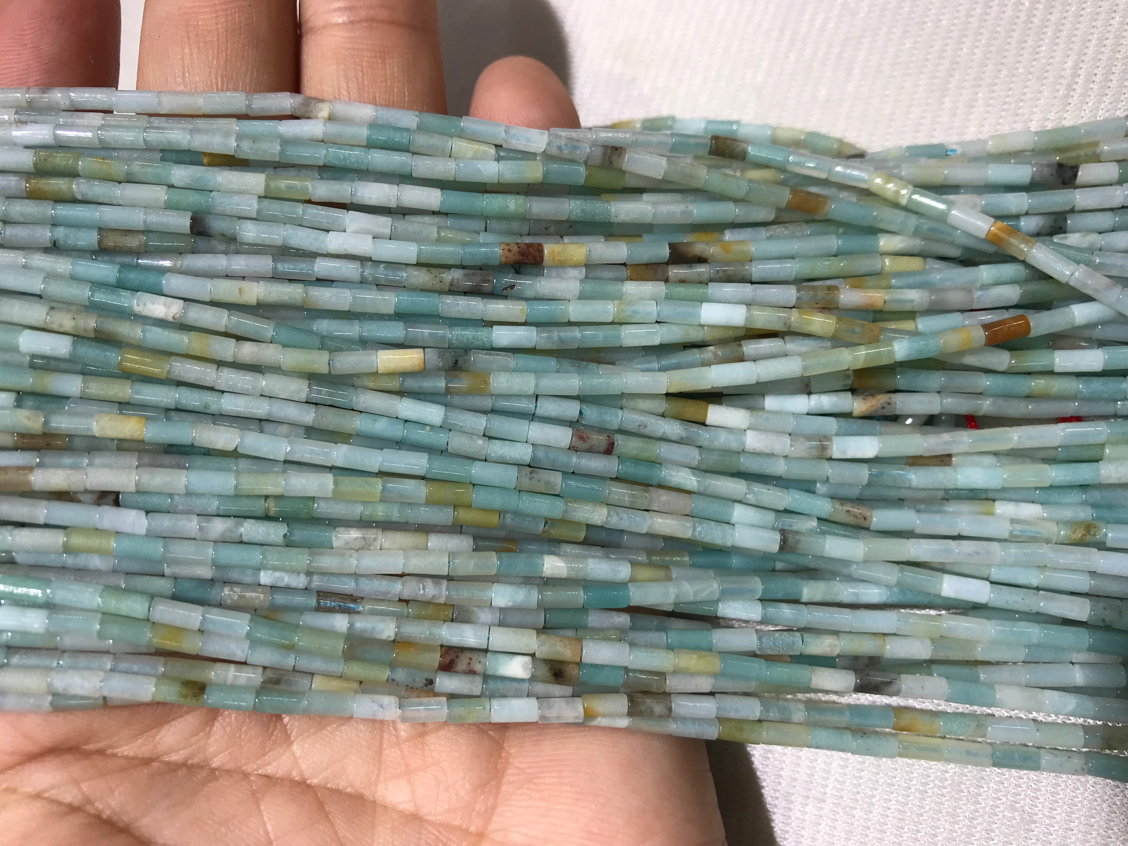 Flower Amazonite 2x4mm Column Gemstone Loose Tube Beads 15 inches